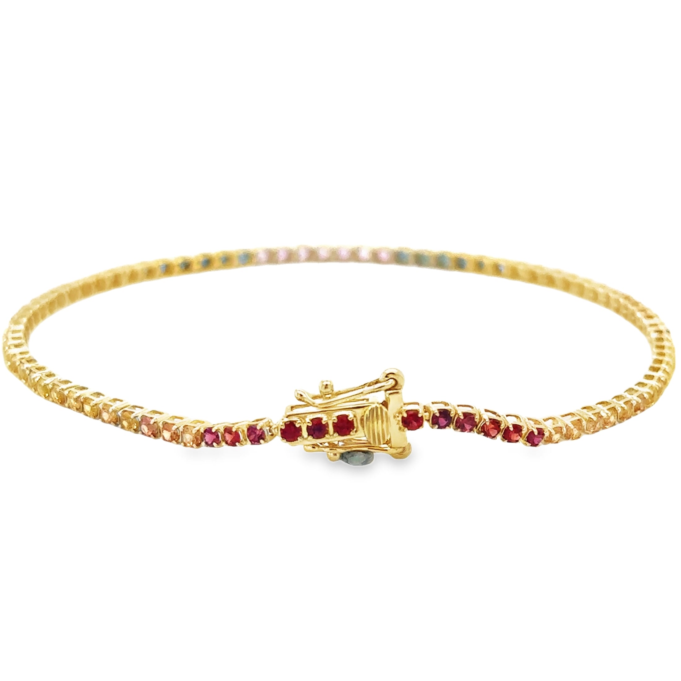 Pulsera Con Multi Zafiro De Oro Amarillo De 14 K De 7", 2.22CT