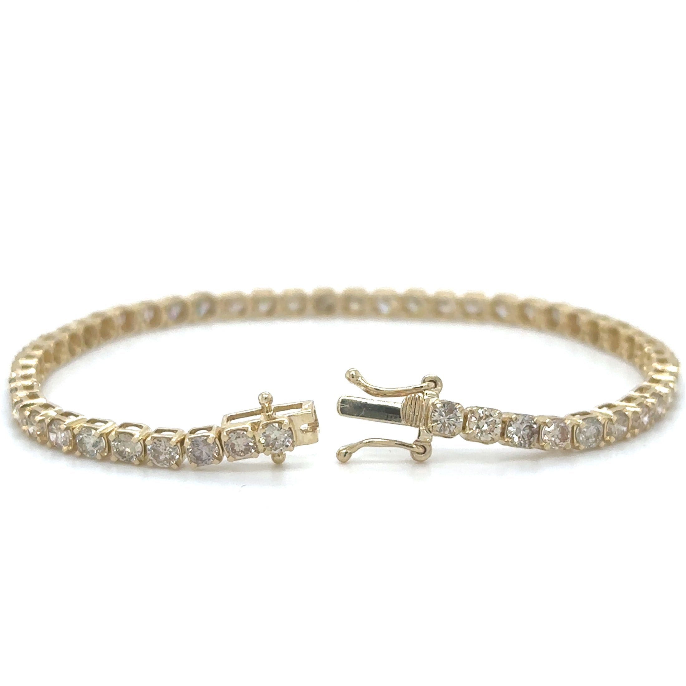 14K Yellow Gold Champagne Diamonds Tennis Bracelet  5.00 TCW