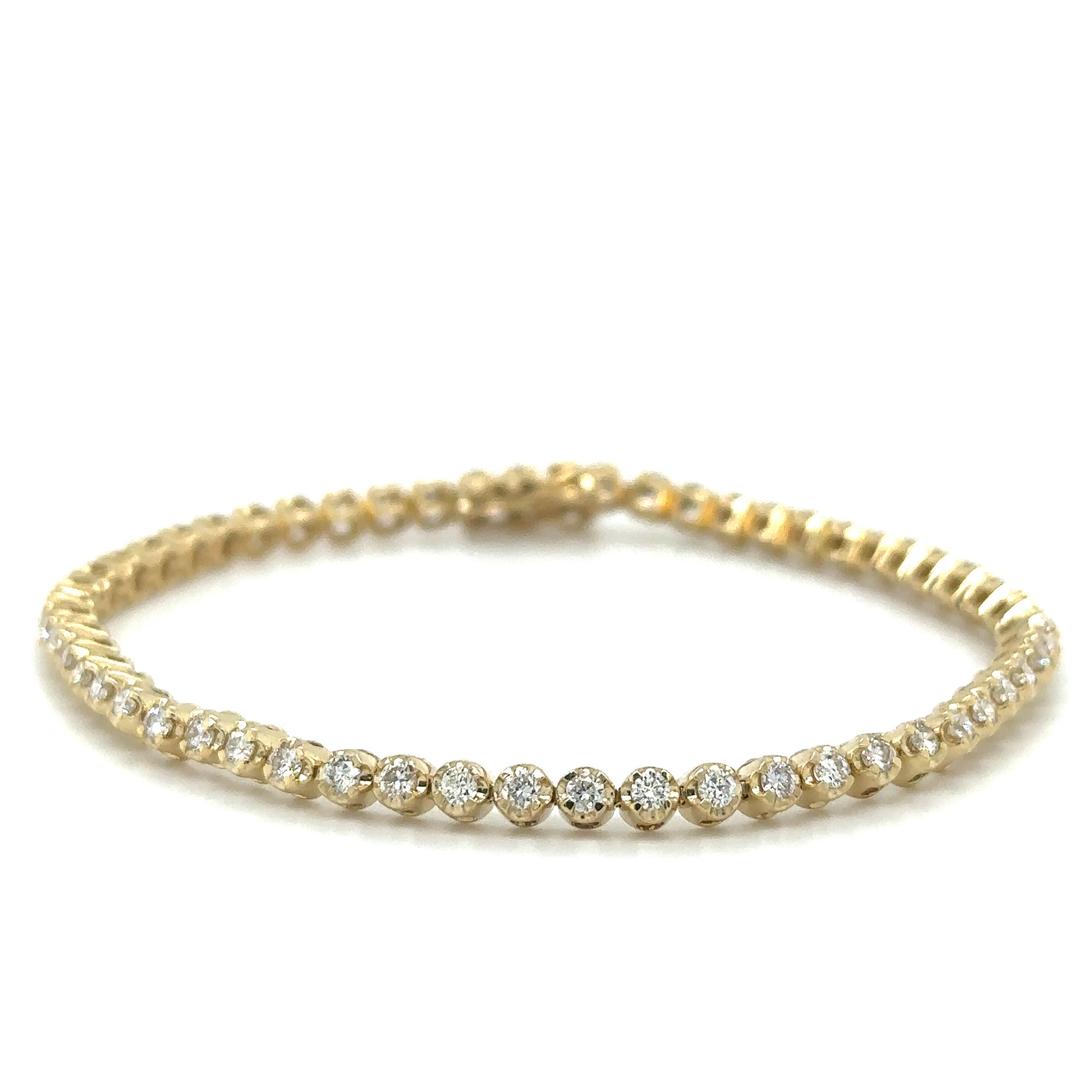 14K Yellow Gold Diamonds Tennis Bracelet  2.00 TCW