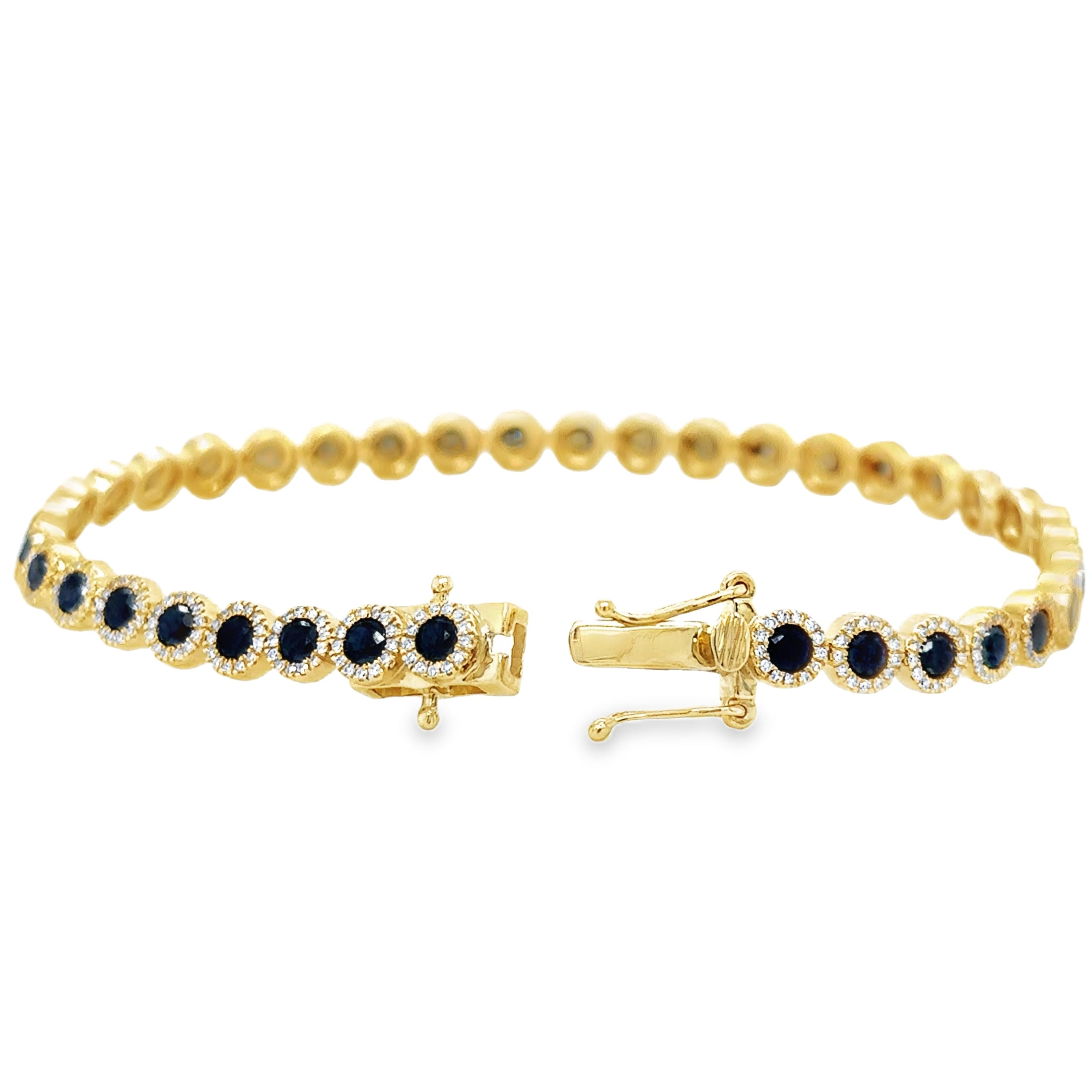 Pulsera de tenis de diamantes blancos y negros en oro amarillo de 14 quilates, 0,83 TCW