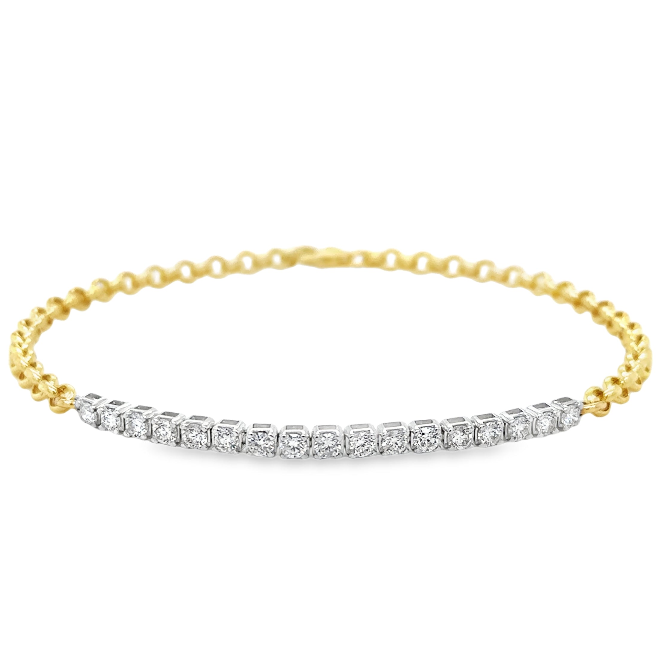 14K Two Tone Diamond Tennis Bracelet With Rolo 8" 0.91 TCW