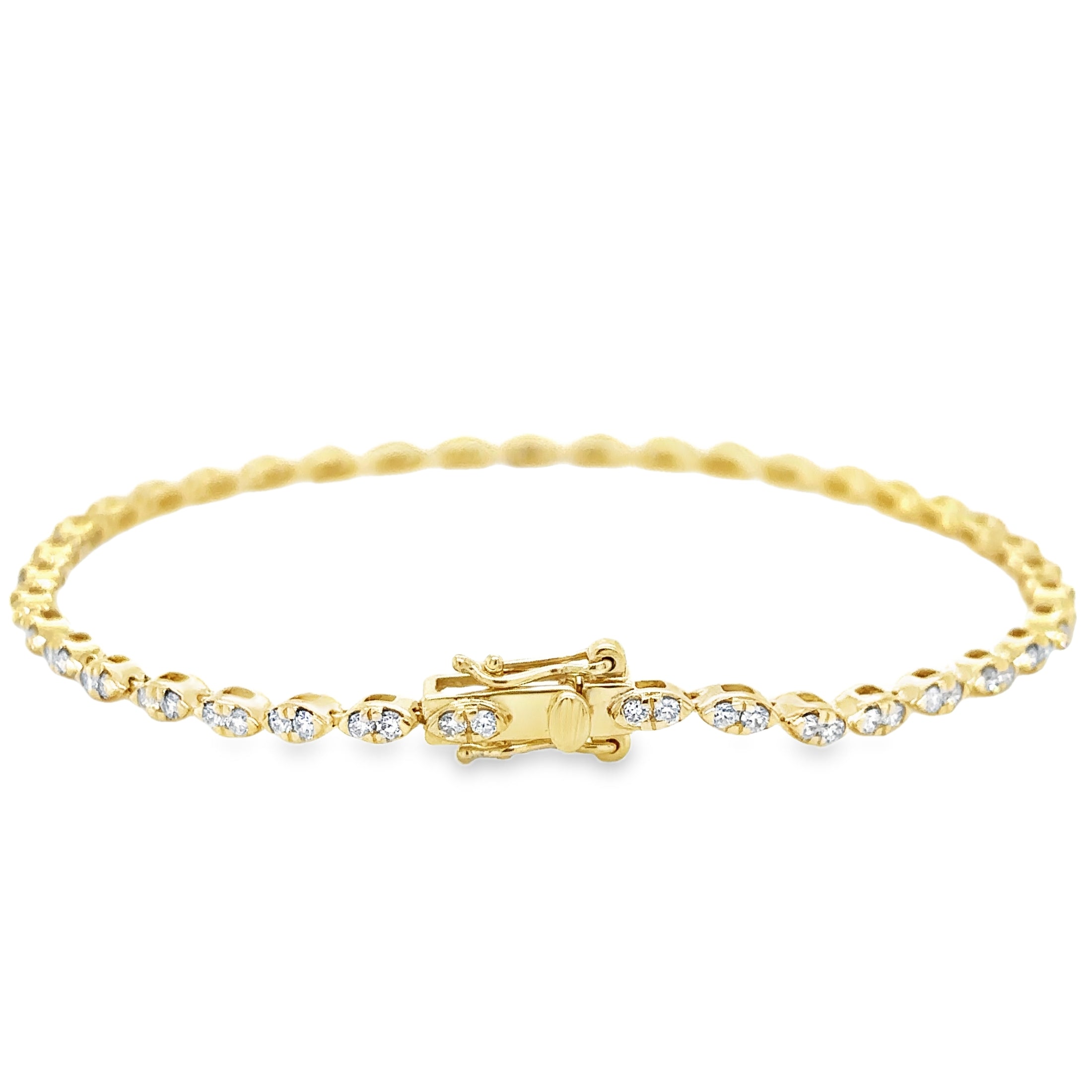 14K Yellow Gold Diamond Tennis Bracelet  2.04 TCW