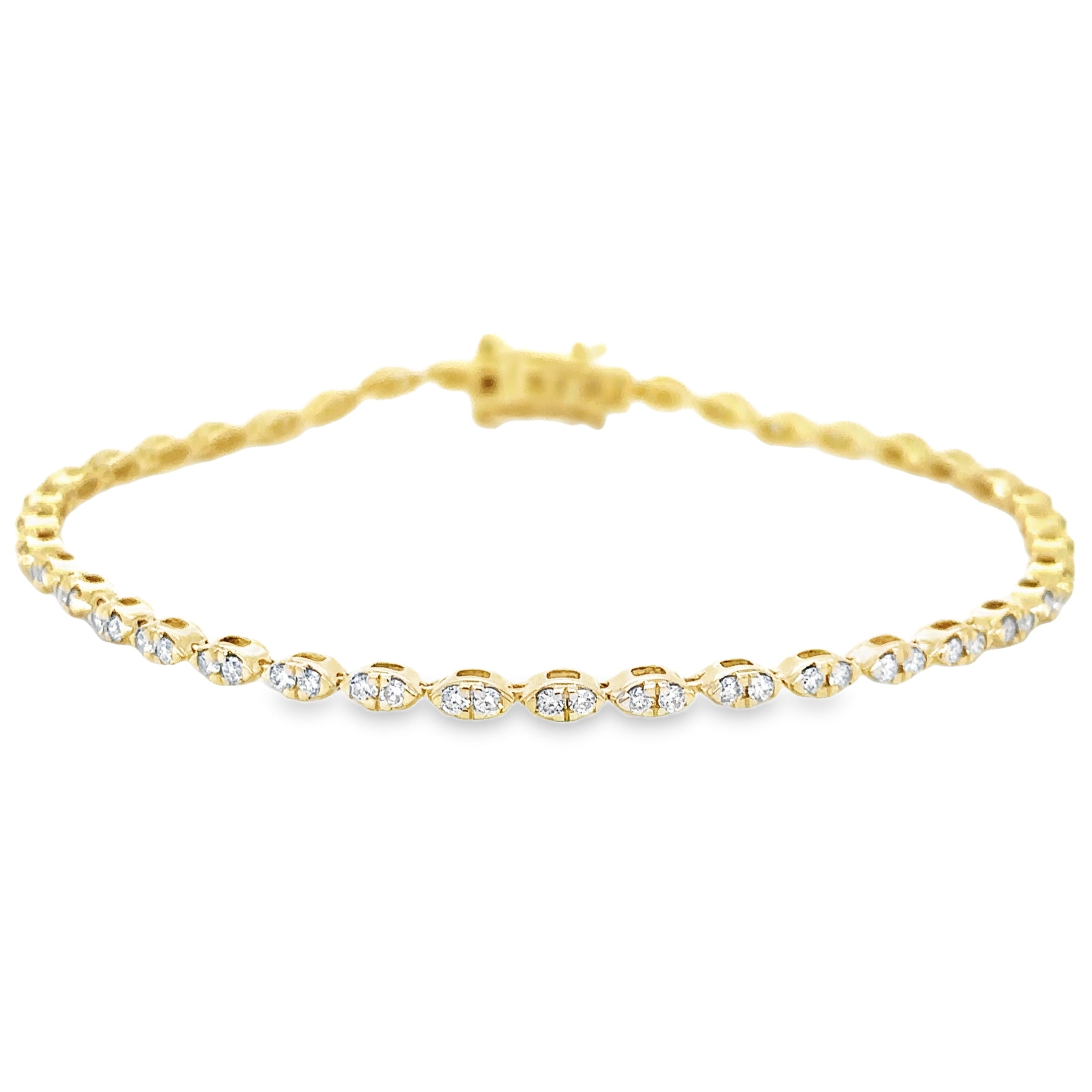 14K Yellow Gold Diamond Tennis Bracelet  2.04 TCW