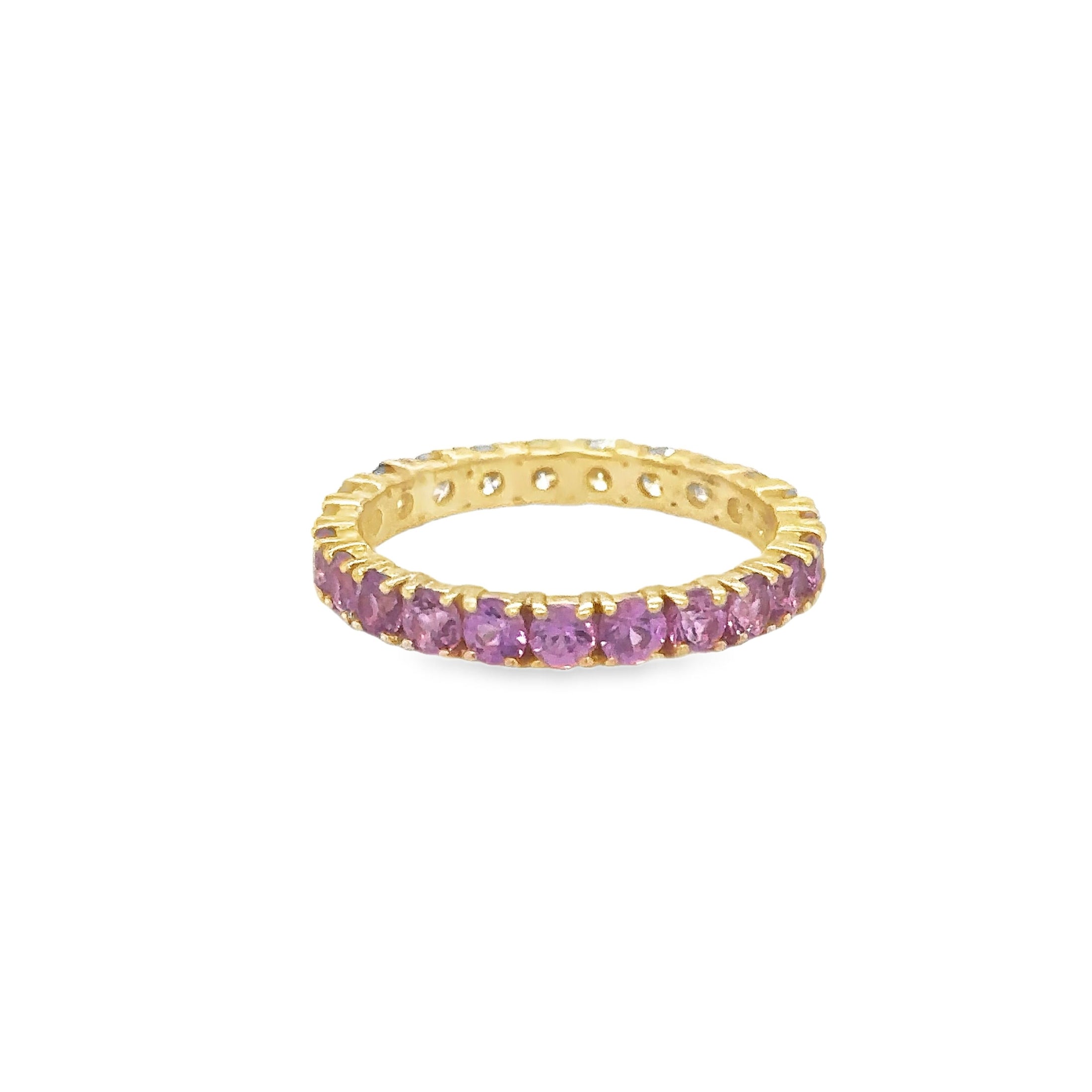 Anillo de oro amarillo de 14 quilates con zafiro rosa y diamantes, 2,27 quilates