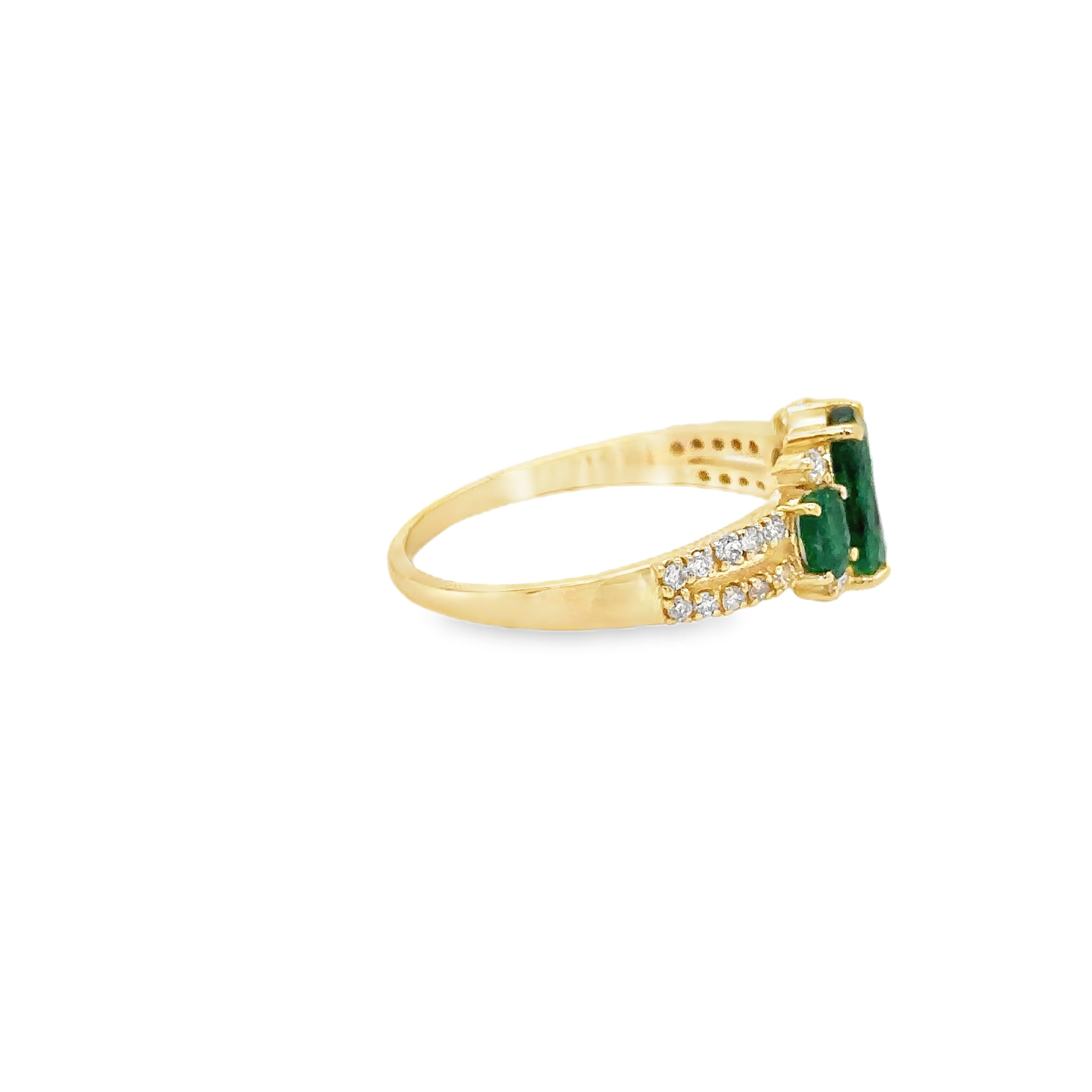 14K Yellow Gold Emerald & Diamonds Ring 1.62 TCW