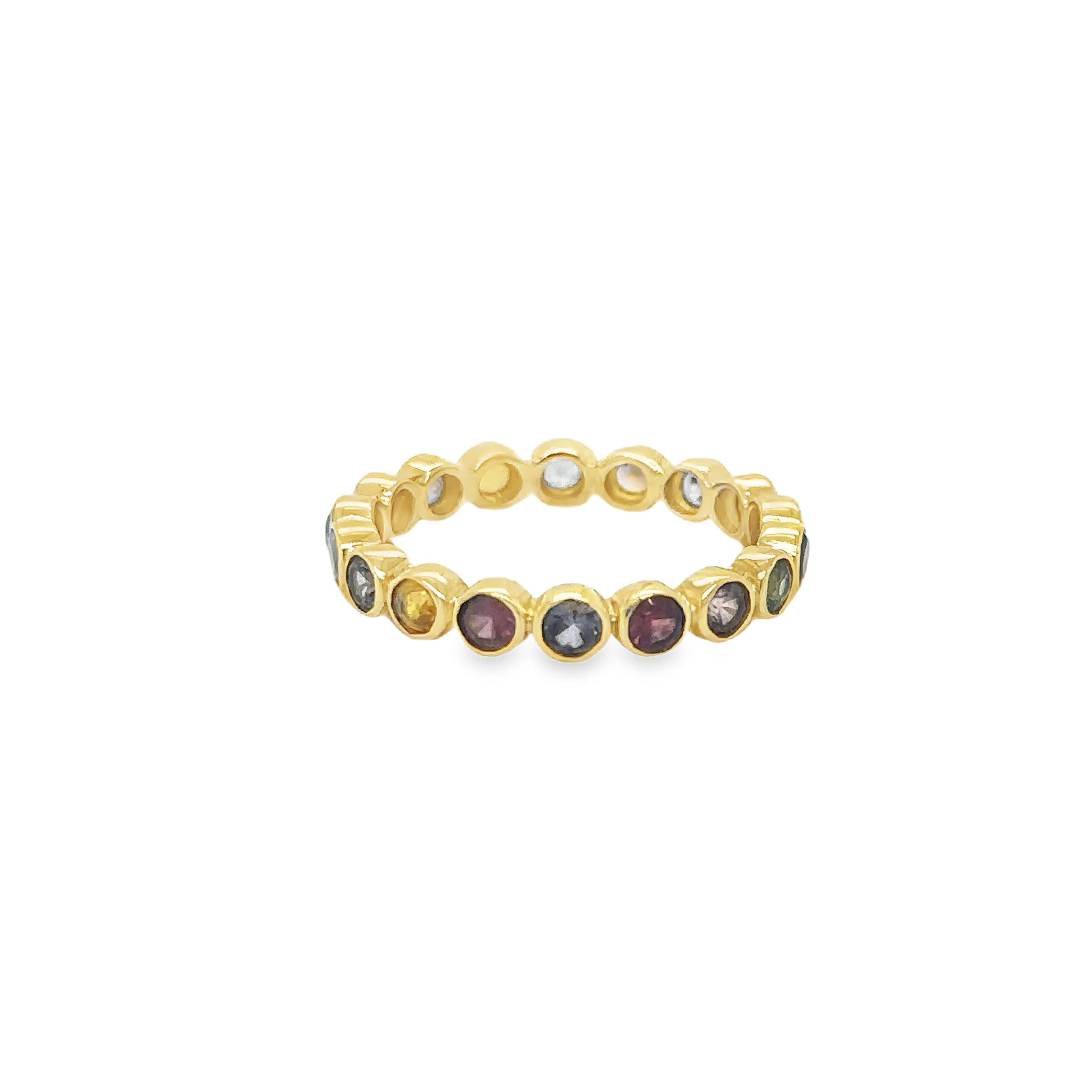 Anillo Multi Zafiro En Oro Amarillo De 14 K, 1.12CT