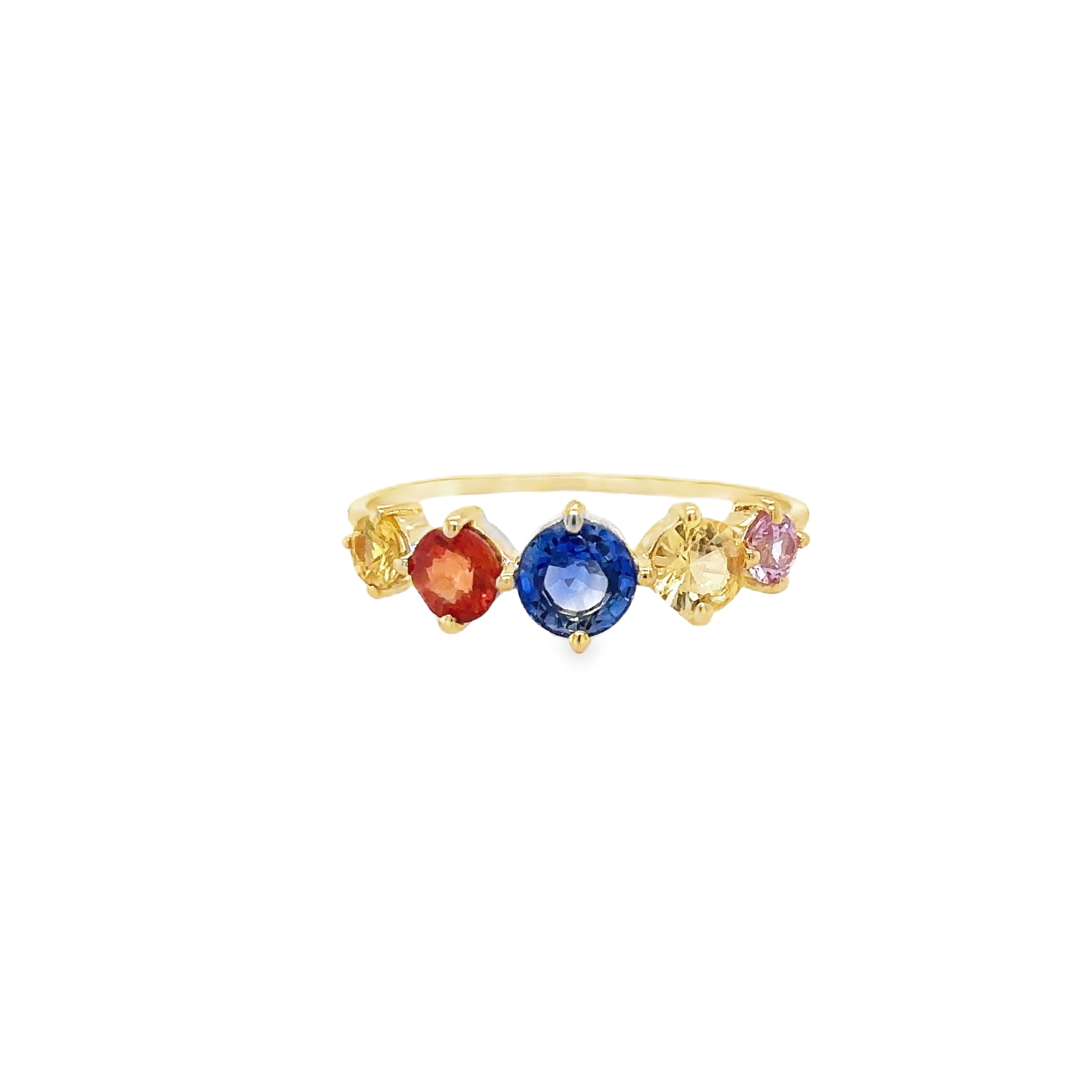 Anillo Multi Zafiro En Oro Amarillo De 14 K, 1.60CT