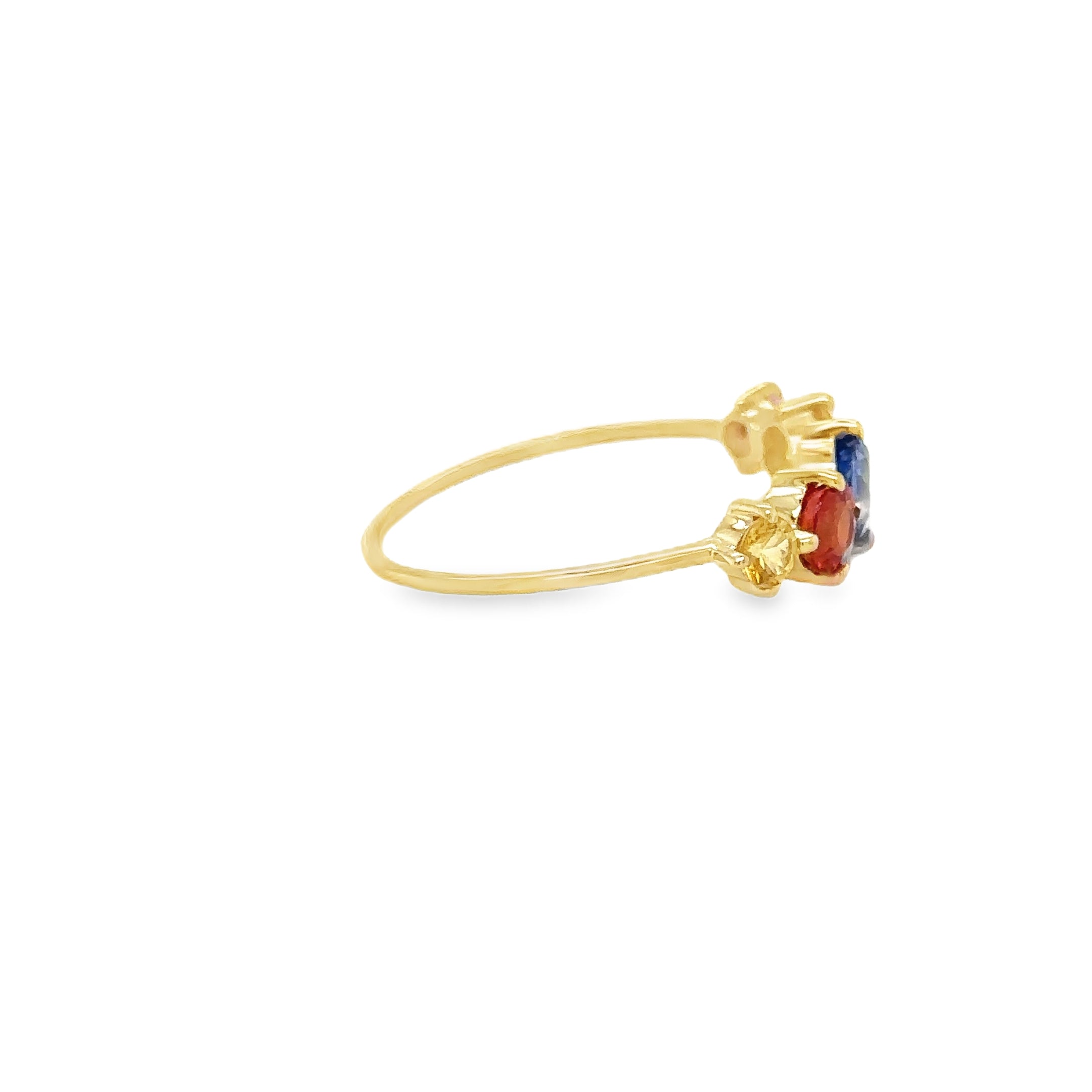 Anillo Multi Zafiro En Oro Amarillo De 14 K, 1.60CT