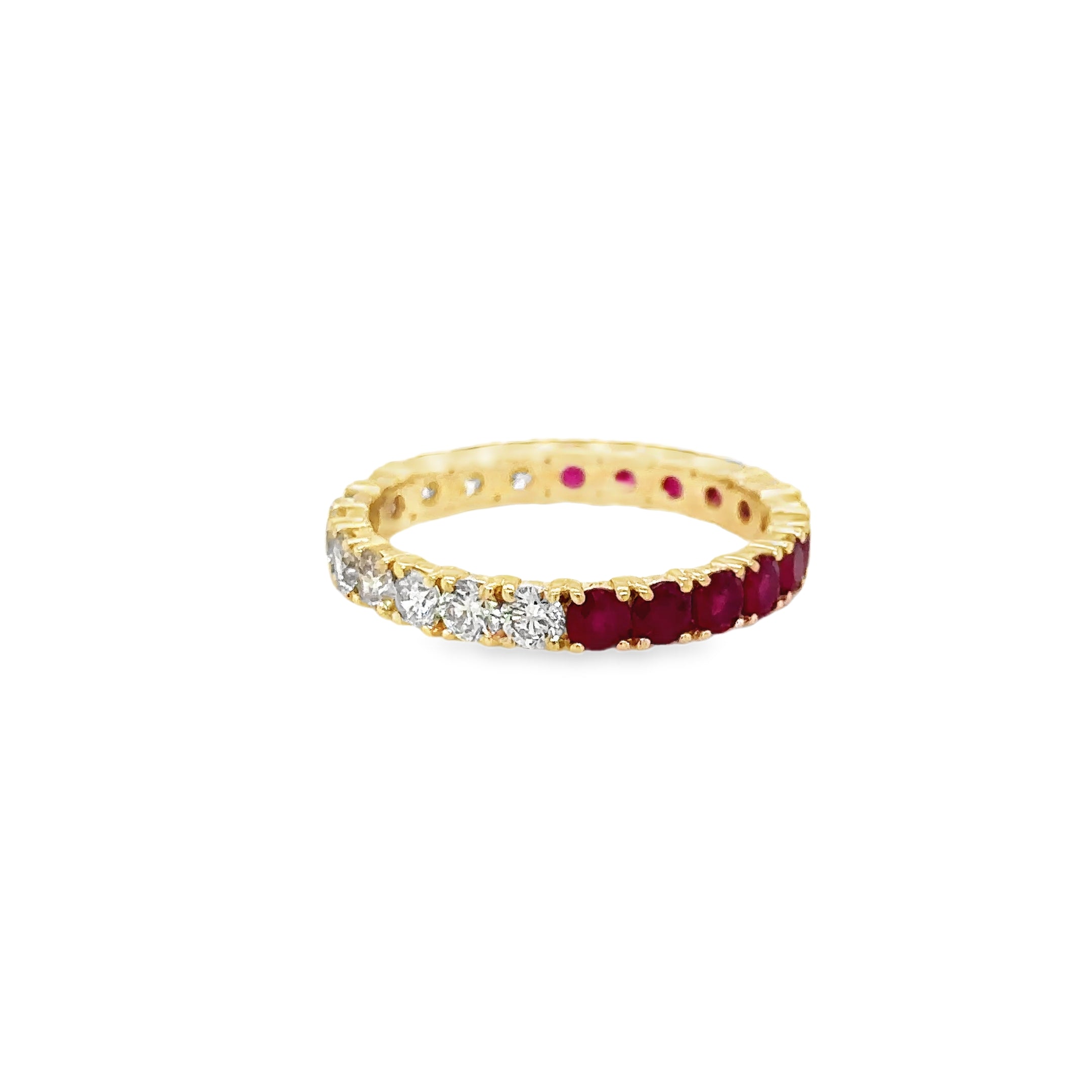 Anillo de oro amarillo de 14 quilates con rubí y diamantes, 2,19 quilates