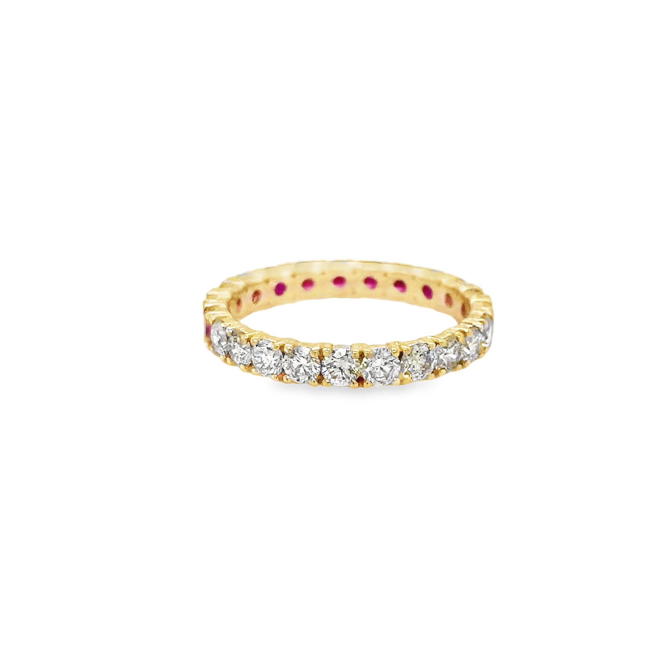 Anillo de oro amarillo de 14 quilates con rubí y diamantes, 2,19 quilates