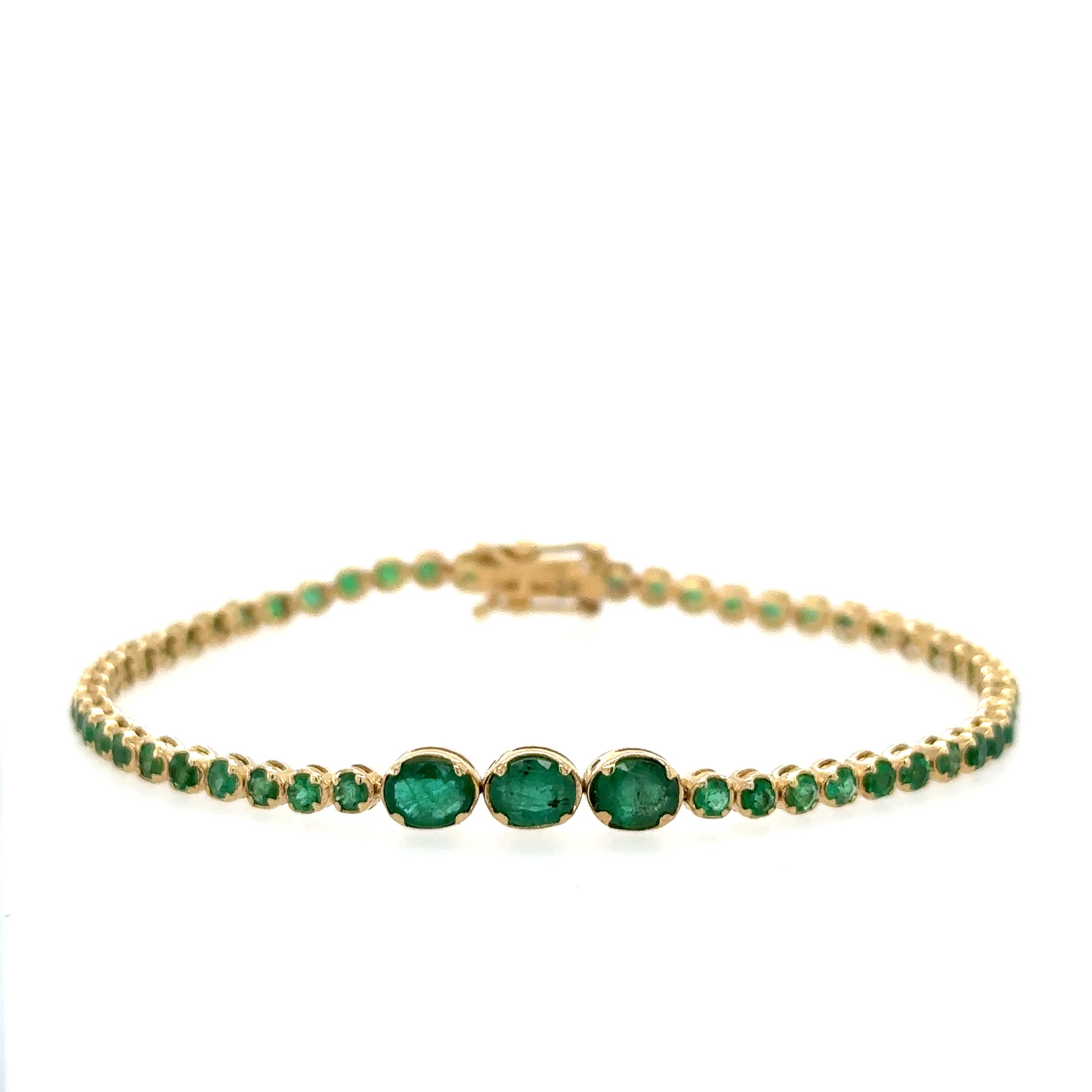 Pulsera De Tenis Con Esmeraldas En Oro Amarillo De 14 K, 3.3CT