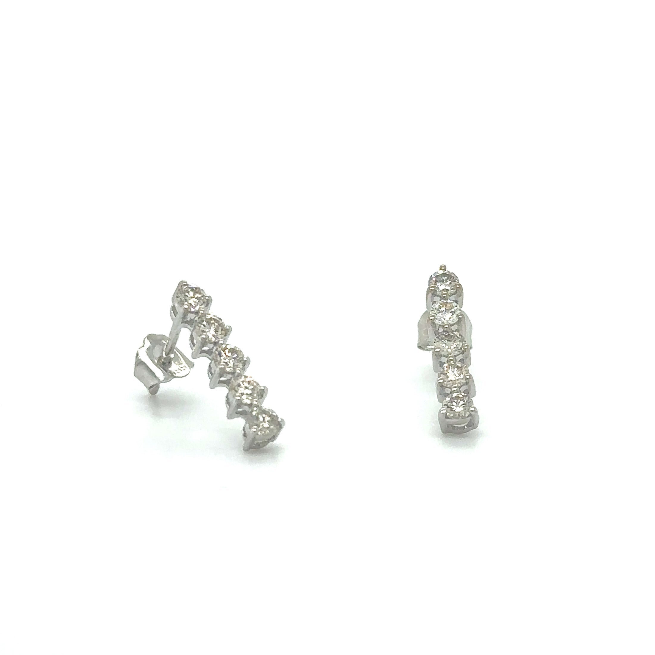 14K White Gold Bar Earring With Diamonds 0.53 TCW