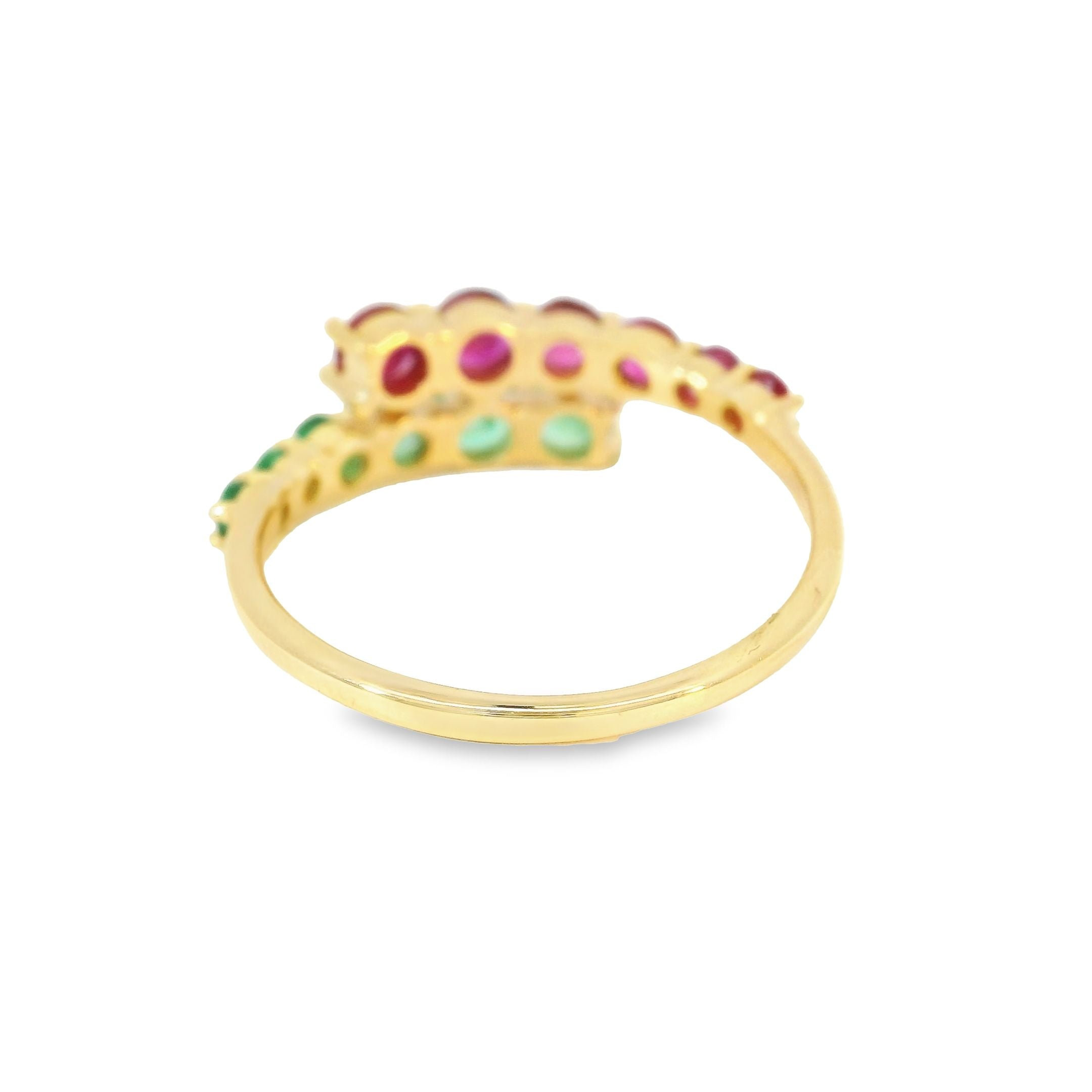 14K Yellow Gold Emerald & Ruby Ring 0.95 TCW