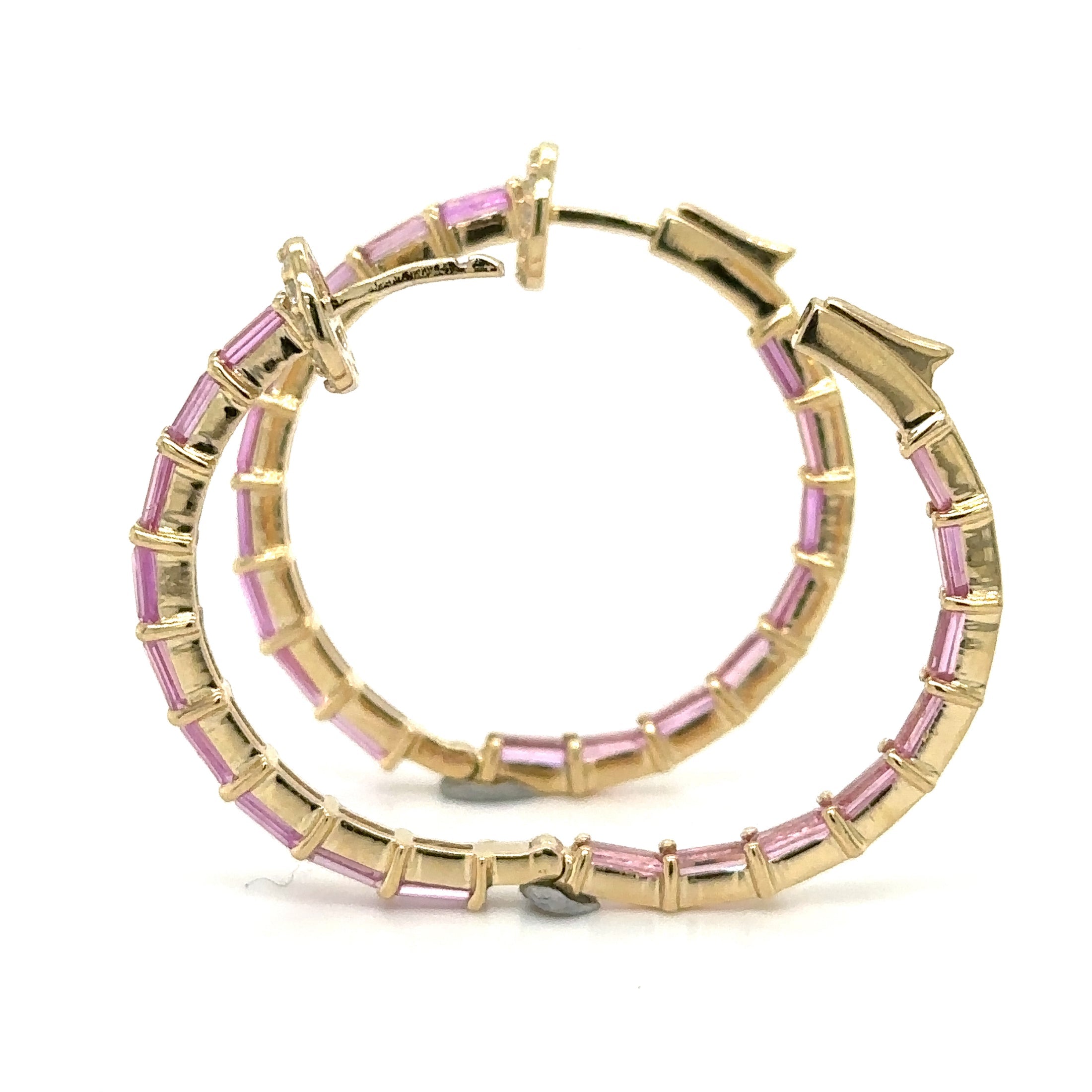 Aros de oro amarillo de 14 quilates con zafiro rosa y diamantes, 5,06 quilates