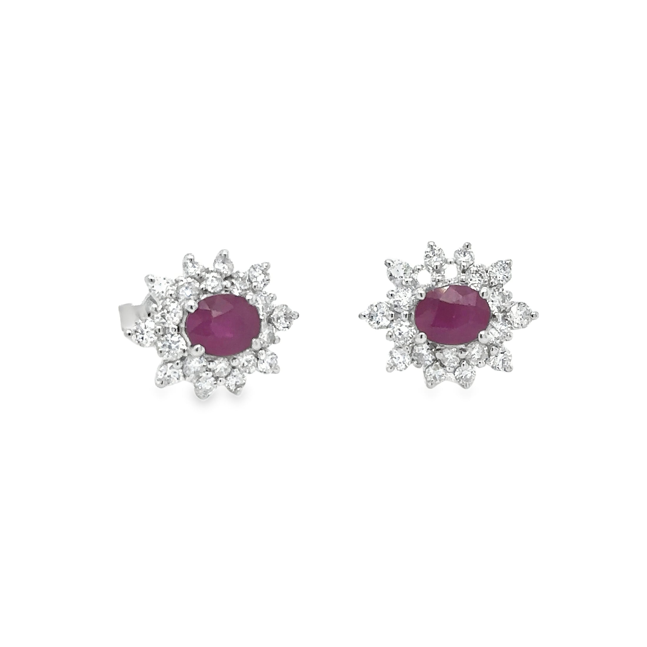 18K White Gold Ruby & Diamonds Earring 1.79 TCW