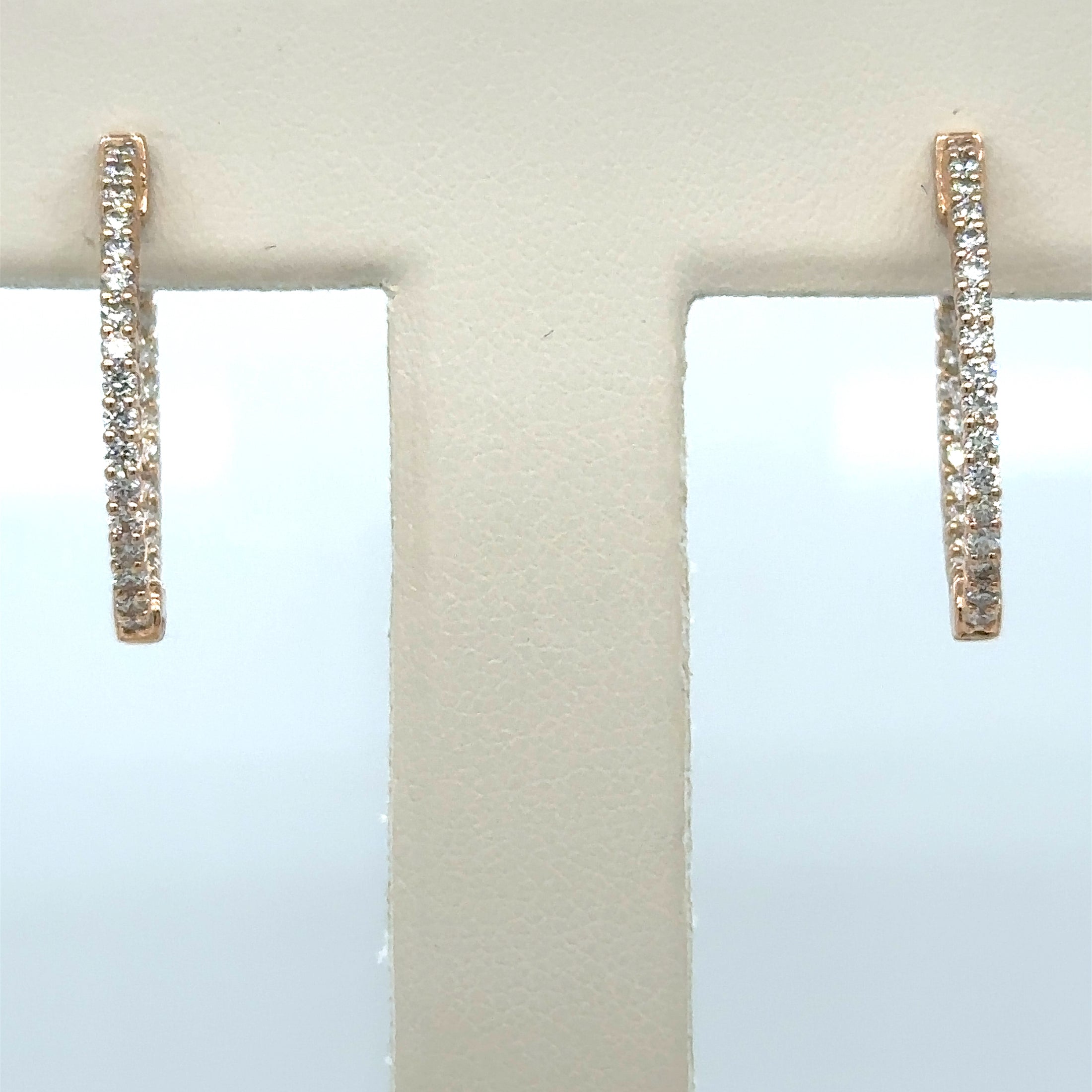 14K Rose Gold Diamond Hoop Earring 0.98 TCW