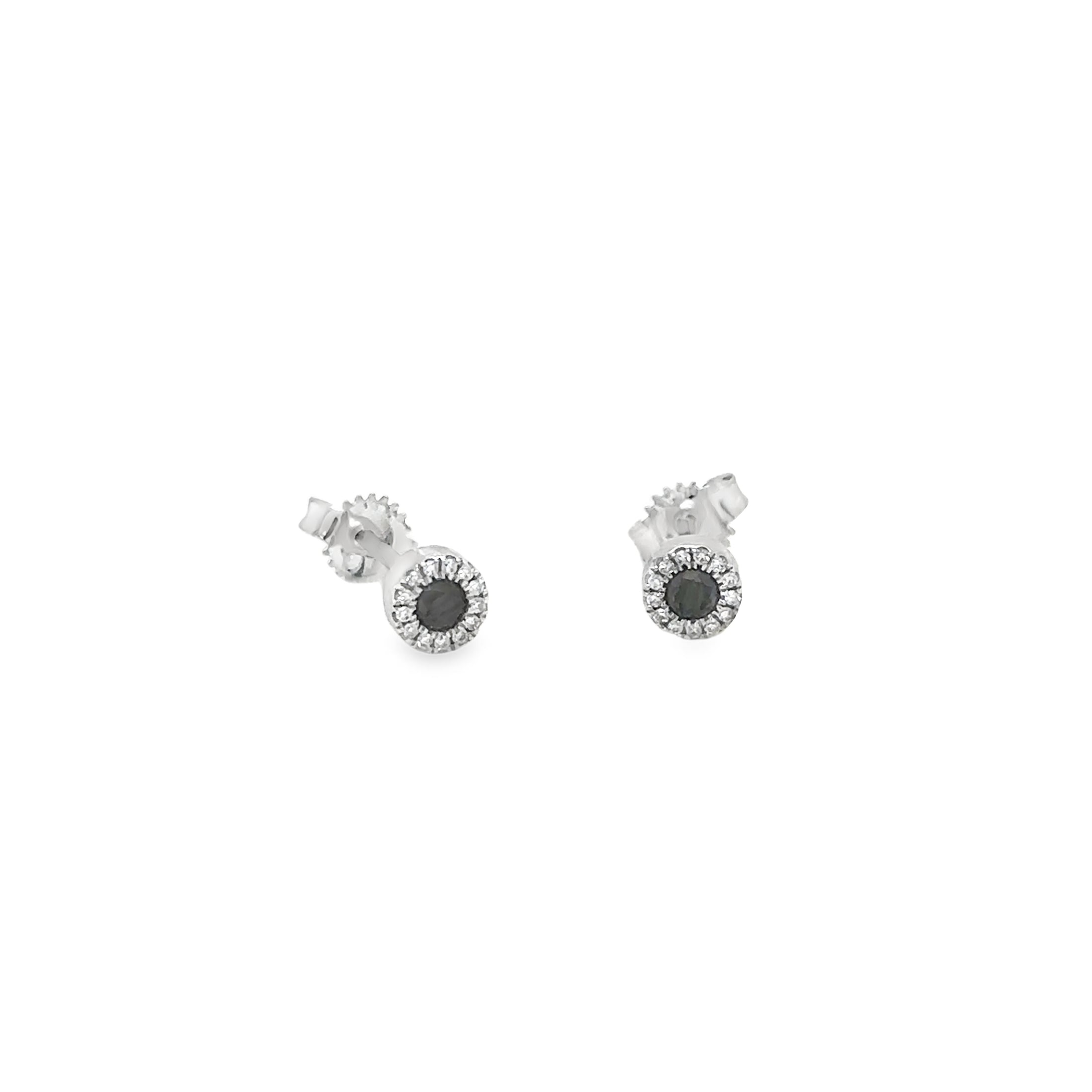 14K White Gold Black & White Diamond Earring 0.05 TCW