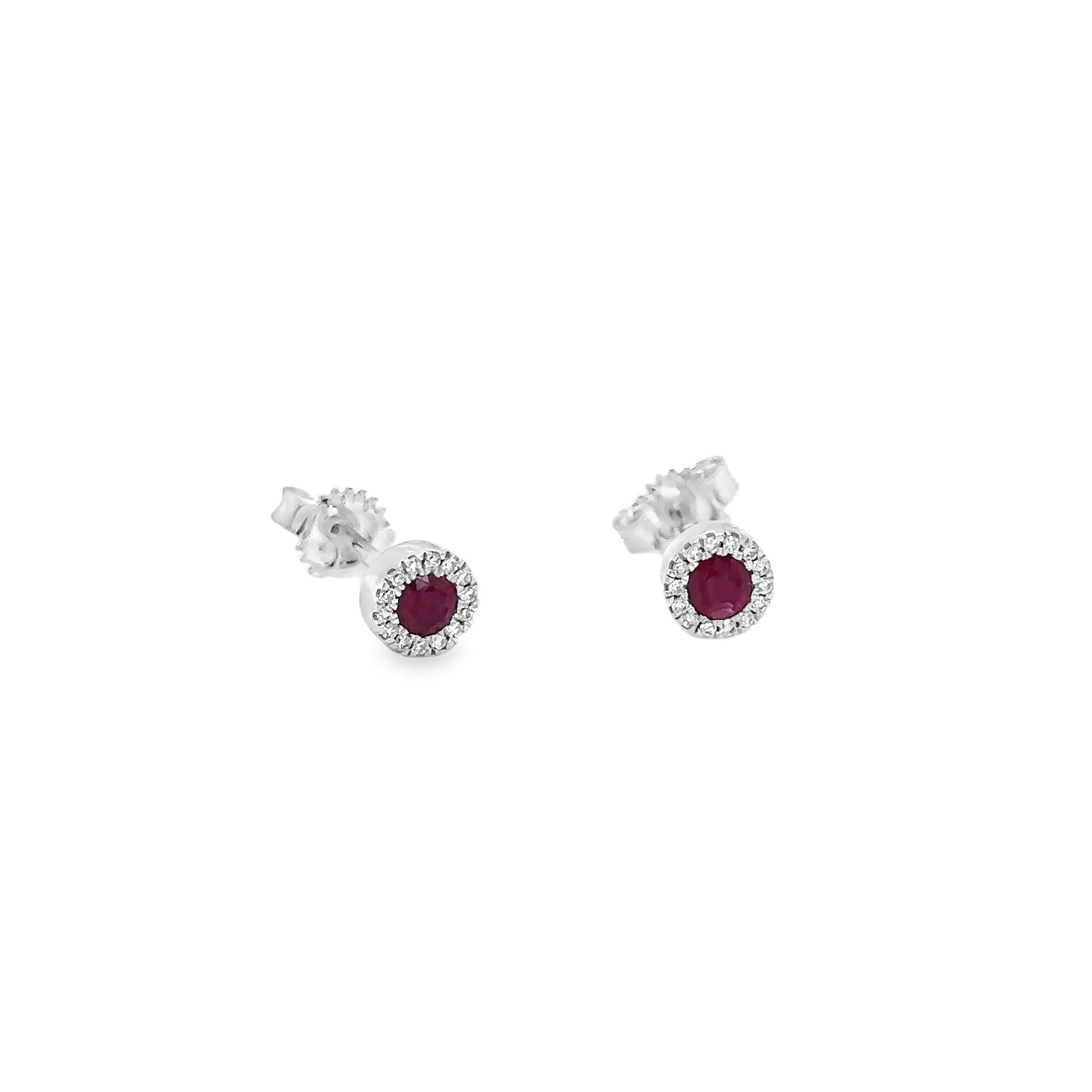 14K White Gold Ruby & Diamond Earring 0.29 TCW