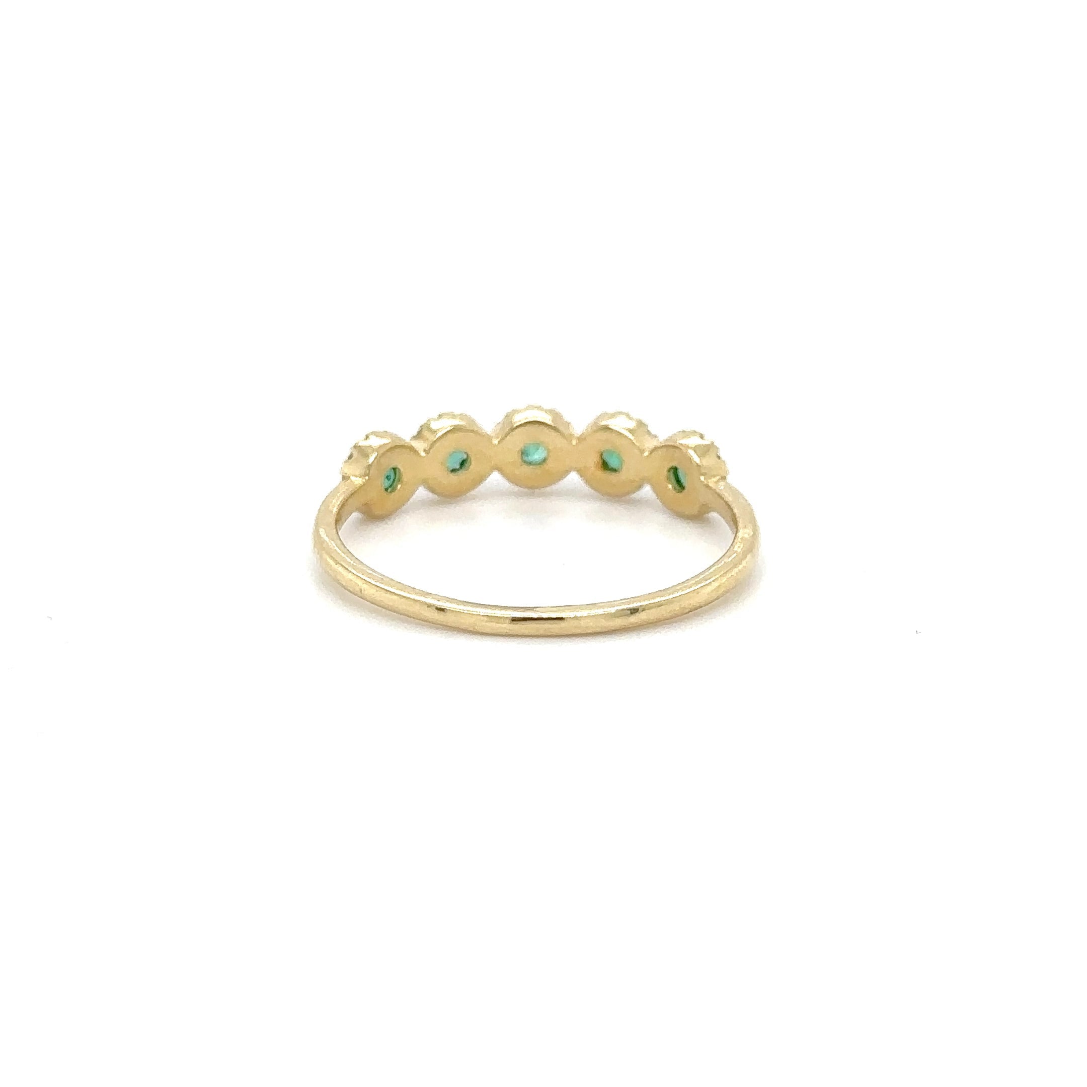 14K Yellow Gold Emerald & Diamonds Ring 0.27 TCW