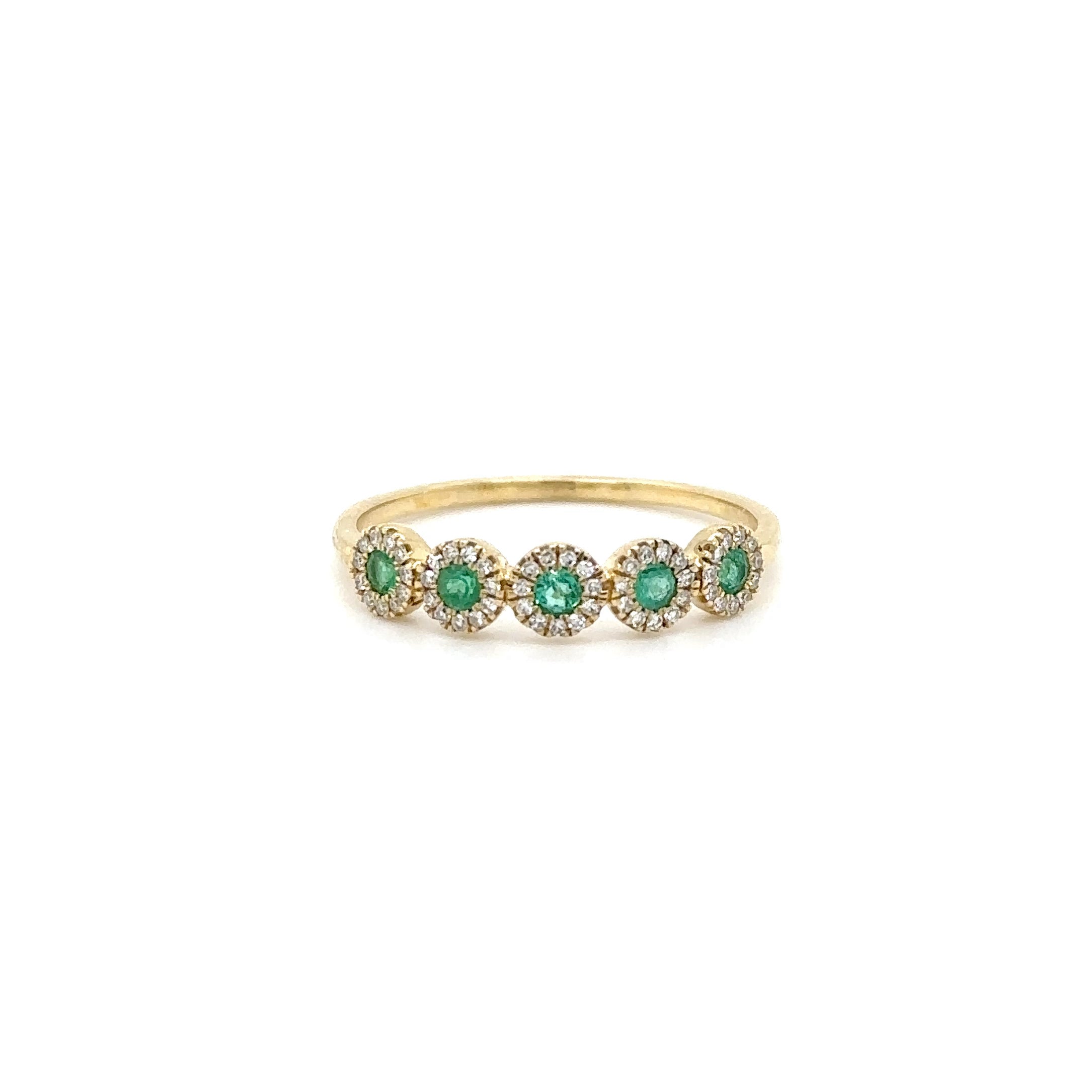 14K Yellow Gold Emerald & Diamonds Ring 0.27 TCW