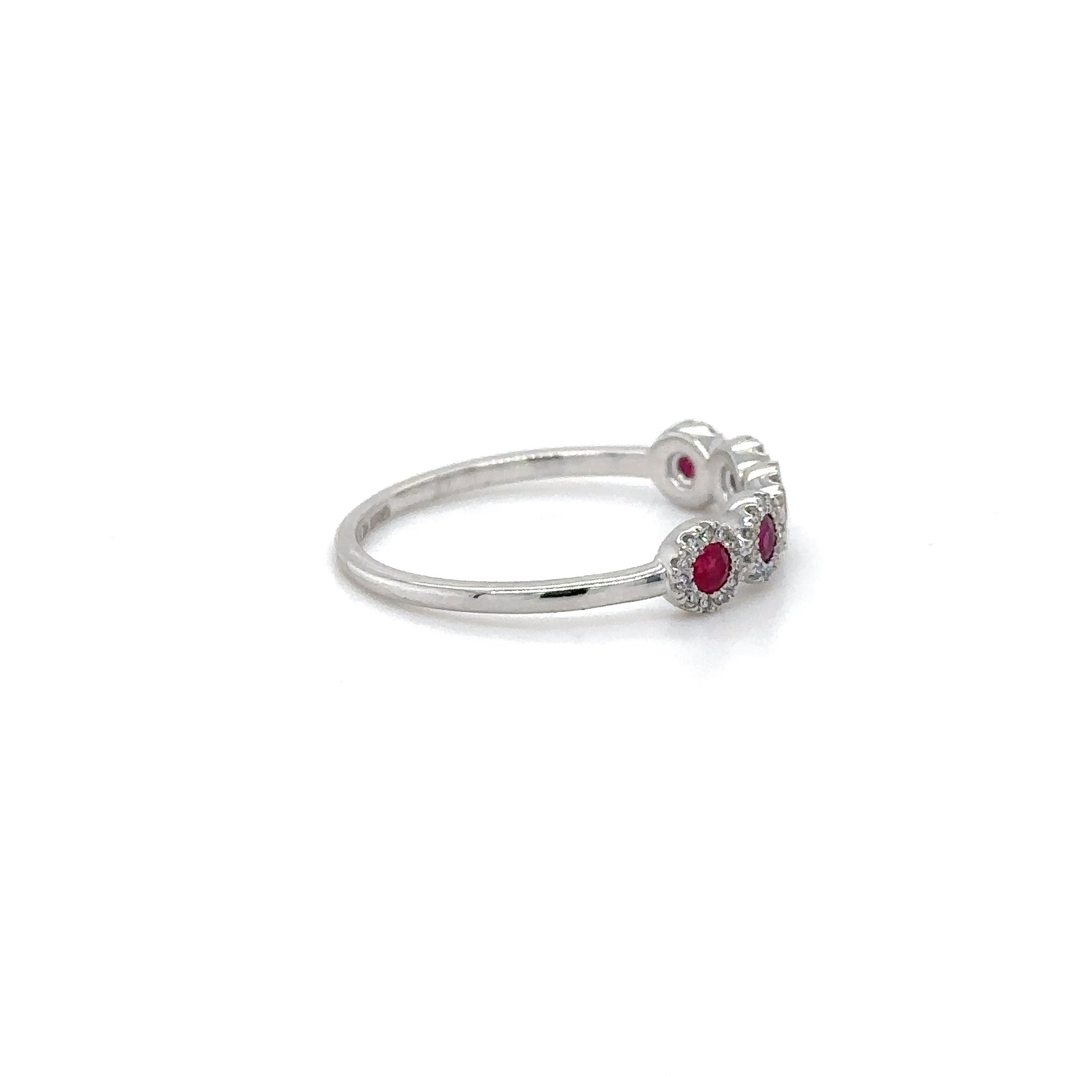 14K White Gold Ruby & Diamonds Ring 0.35 TCW