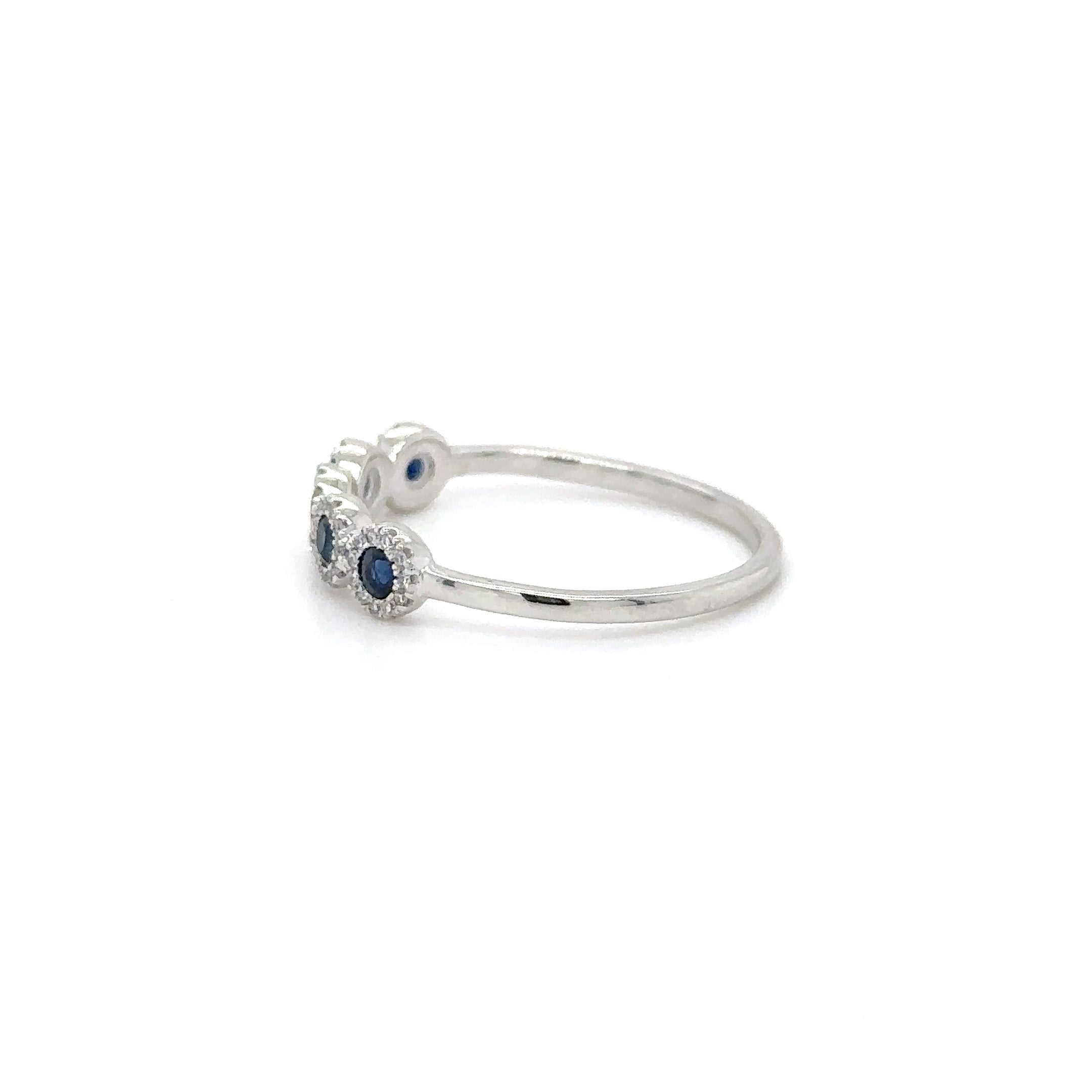 14K White Gold Sapphire & Diamonds Ring 1.19 TCW