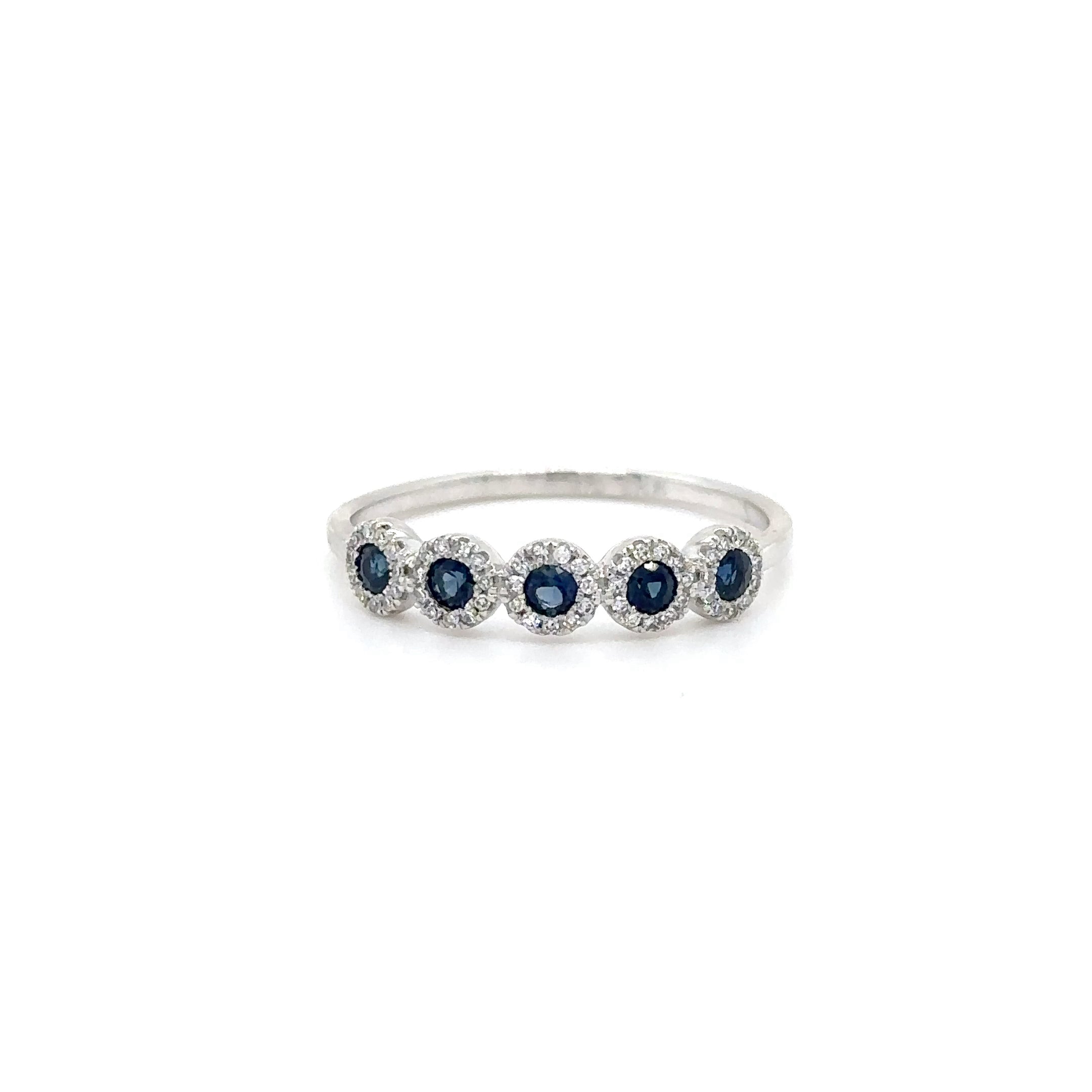 14K White Gold Sapphire & Diamonds Ring 1.19 TCW