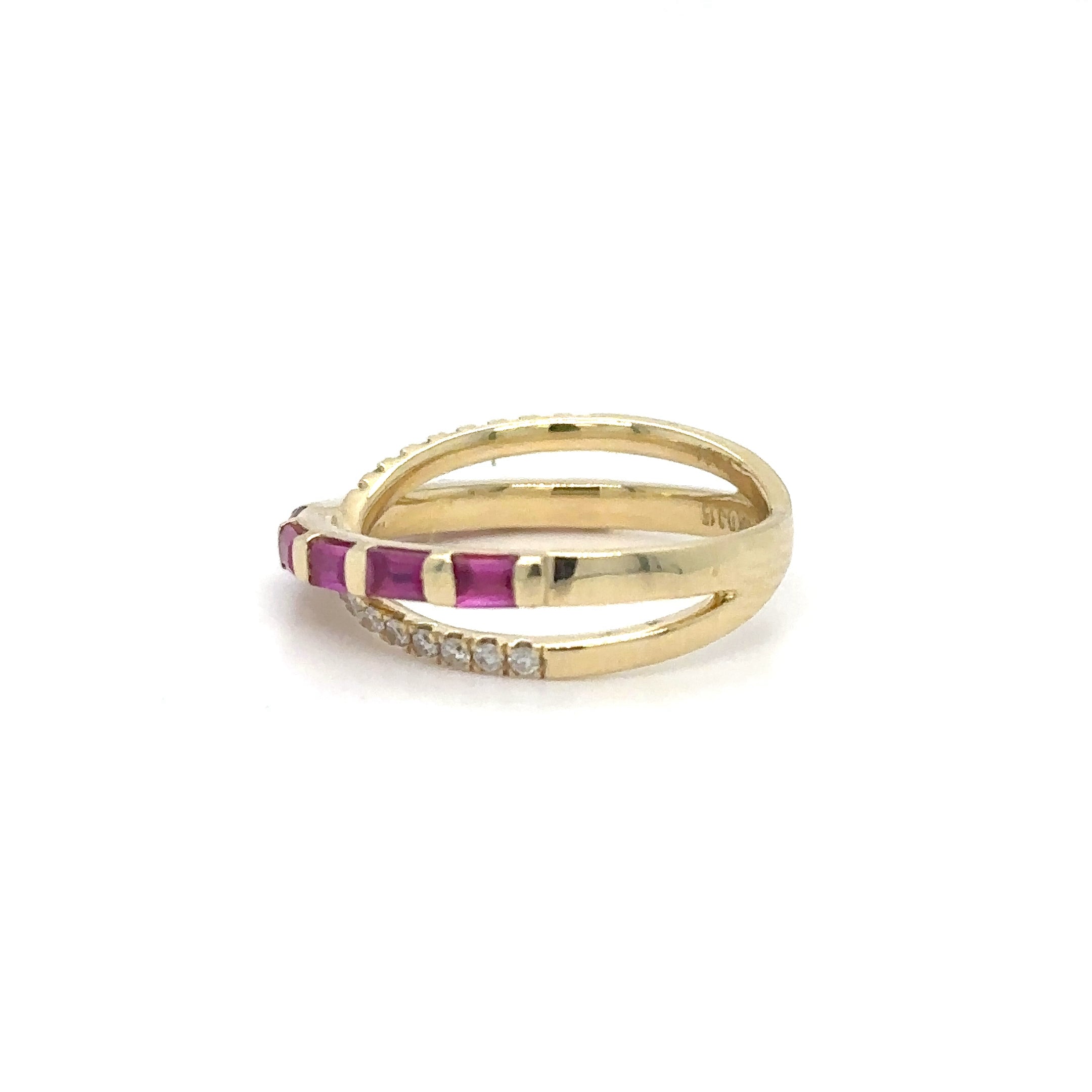 Anillo de oro amarillo de 14 quilates con zafiro rosa y diamantes, 1,09 quilates