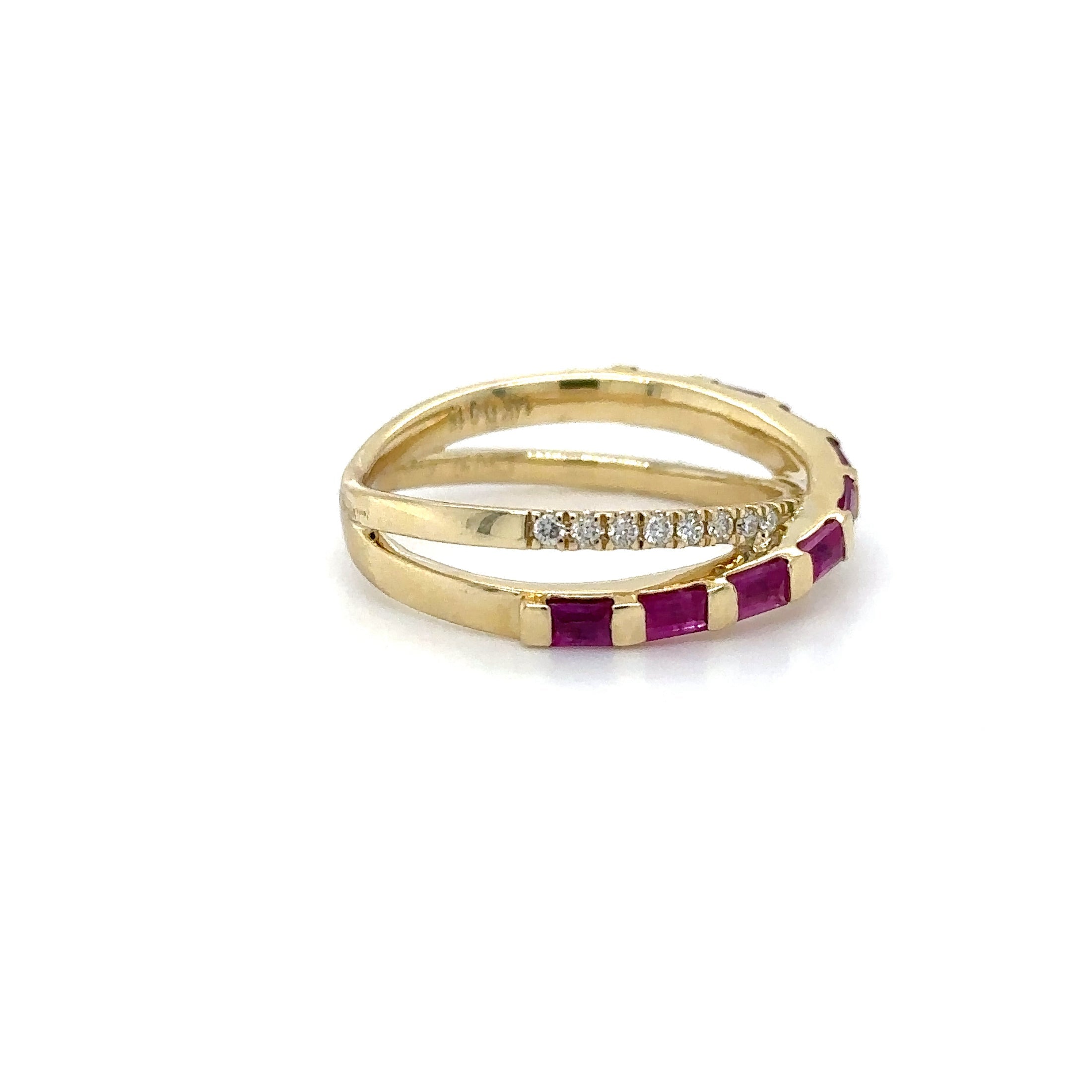 Anillo de oro amarillo de 14 quilates con rubí y diamantes, 1,05 TCW