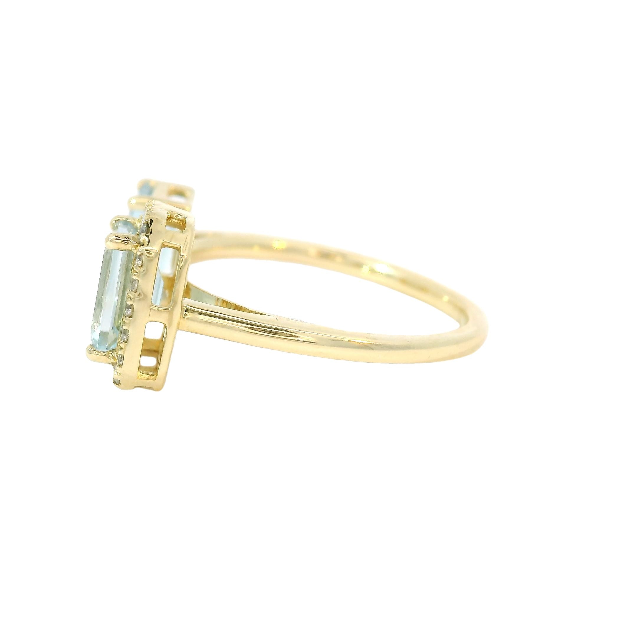 14K Yellow Gold Aquamarine Ring With Diamonds 1.88 TCW