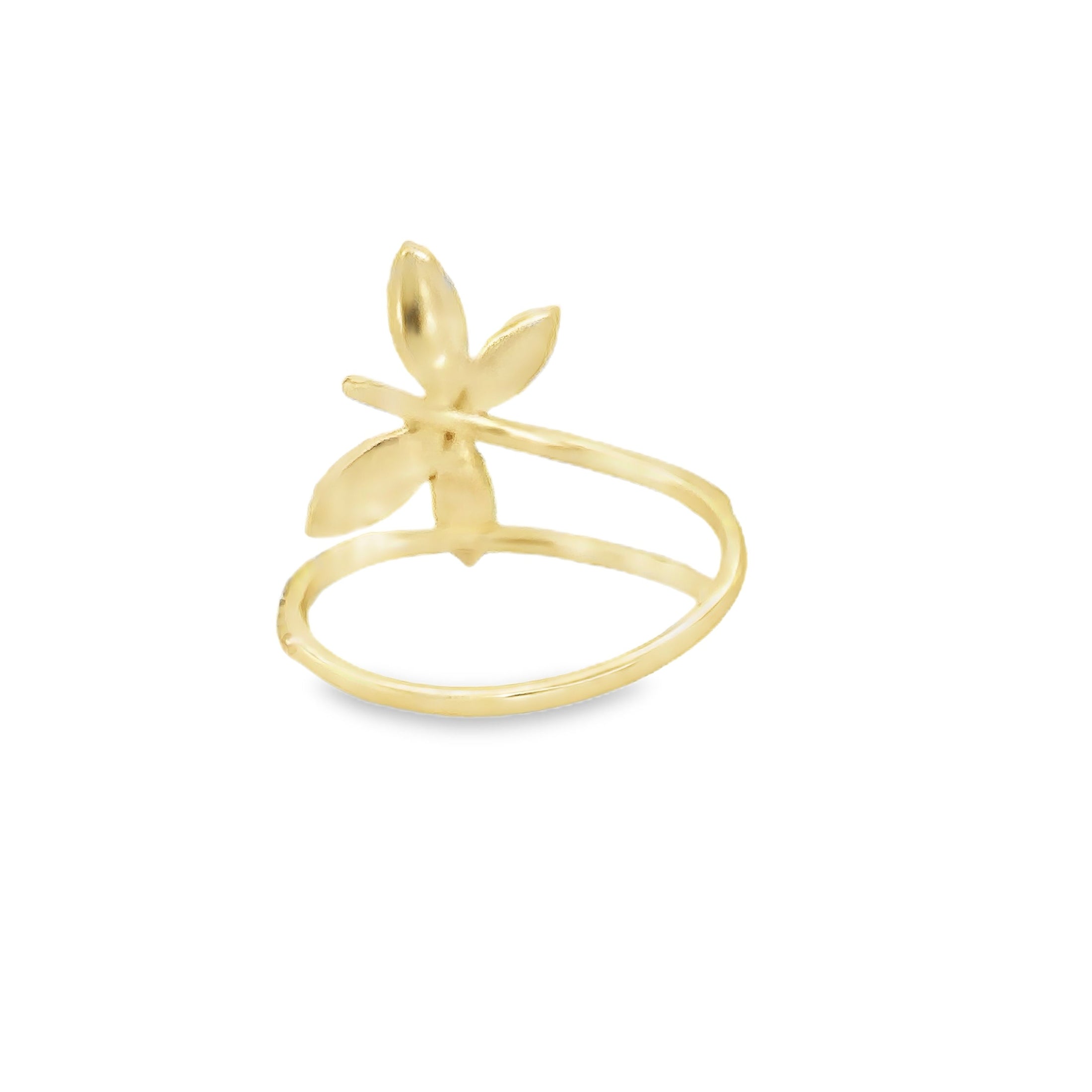 Anillo mariposa de oro amarillo de 14 quilates con zafiro rosa y diamantes, 0,38 TCW