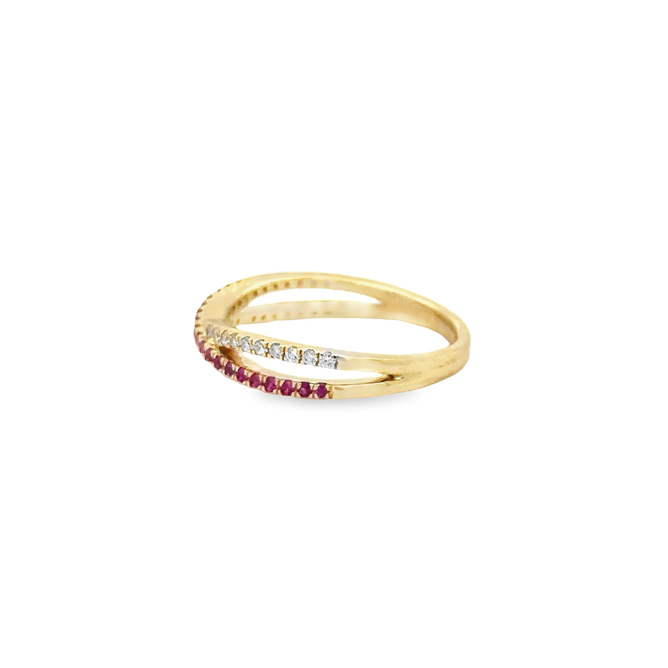 14K Yellow Gold Ruby & Diamonds Ring 0.28 TCW