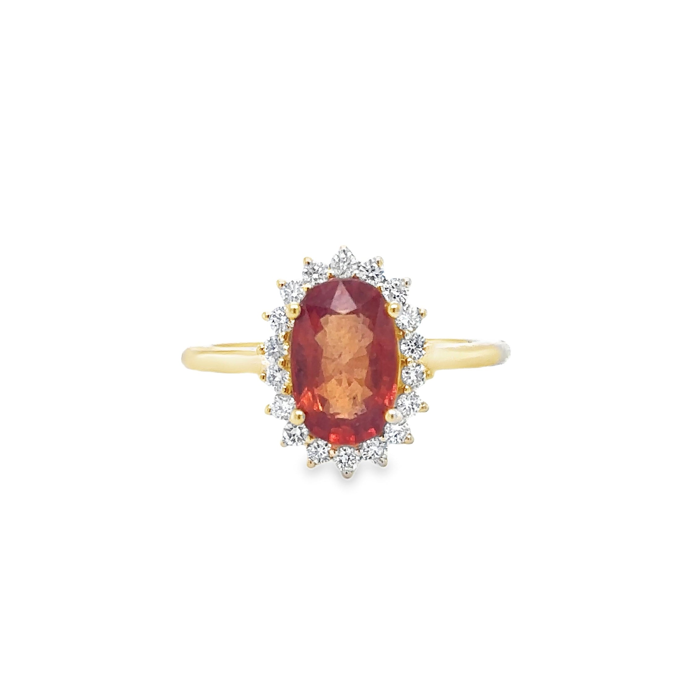 14K Yellow Gold Orange Sapphire & Diamonds Ring 3.57 TCW