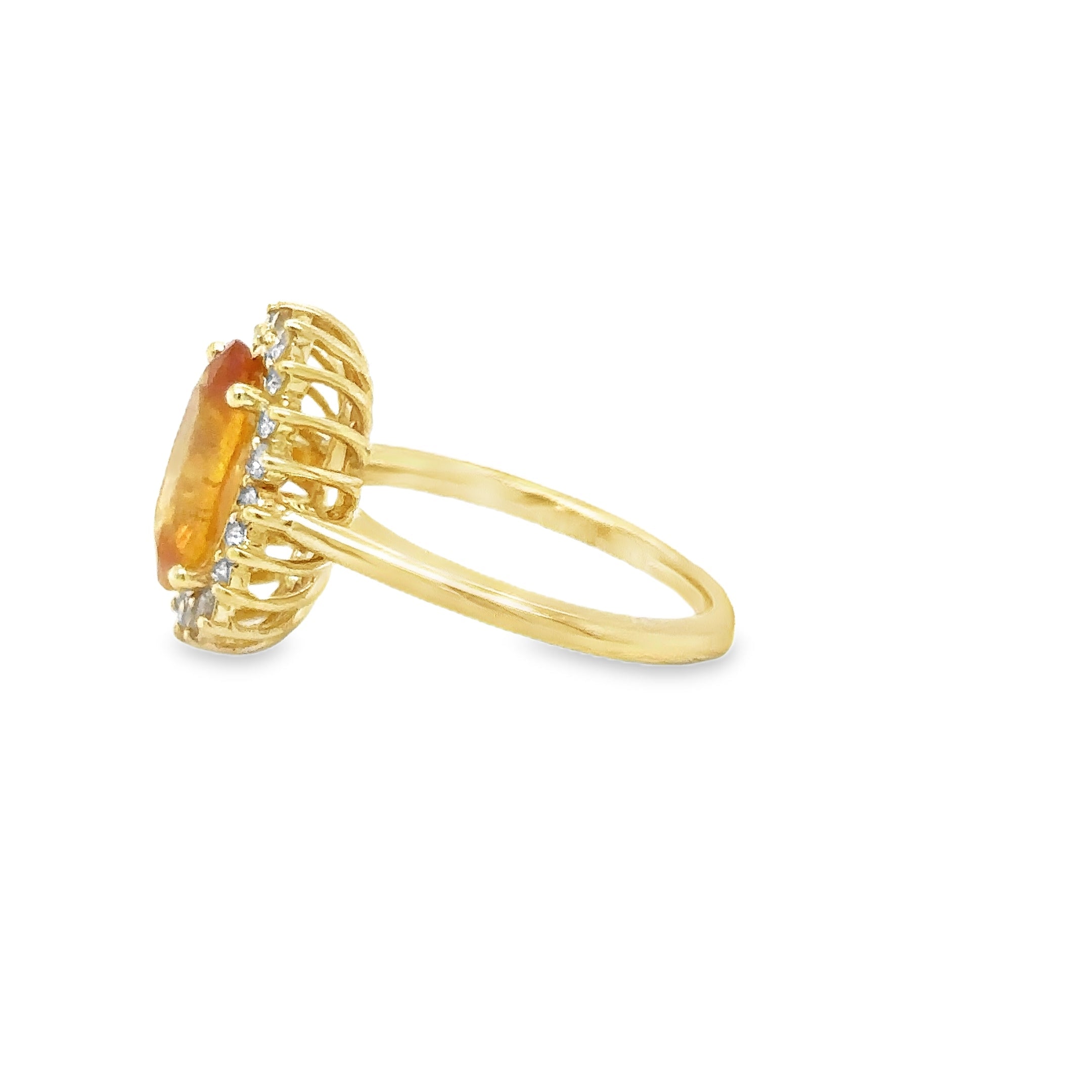 Anillo de oro amarillo de 14 quilates con zafiro amarillo y diamantes, 3,46 quilates