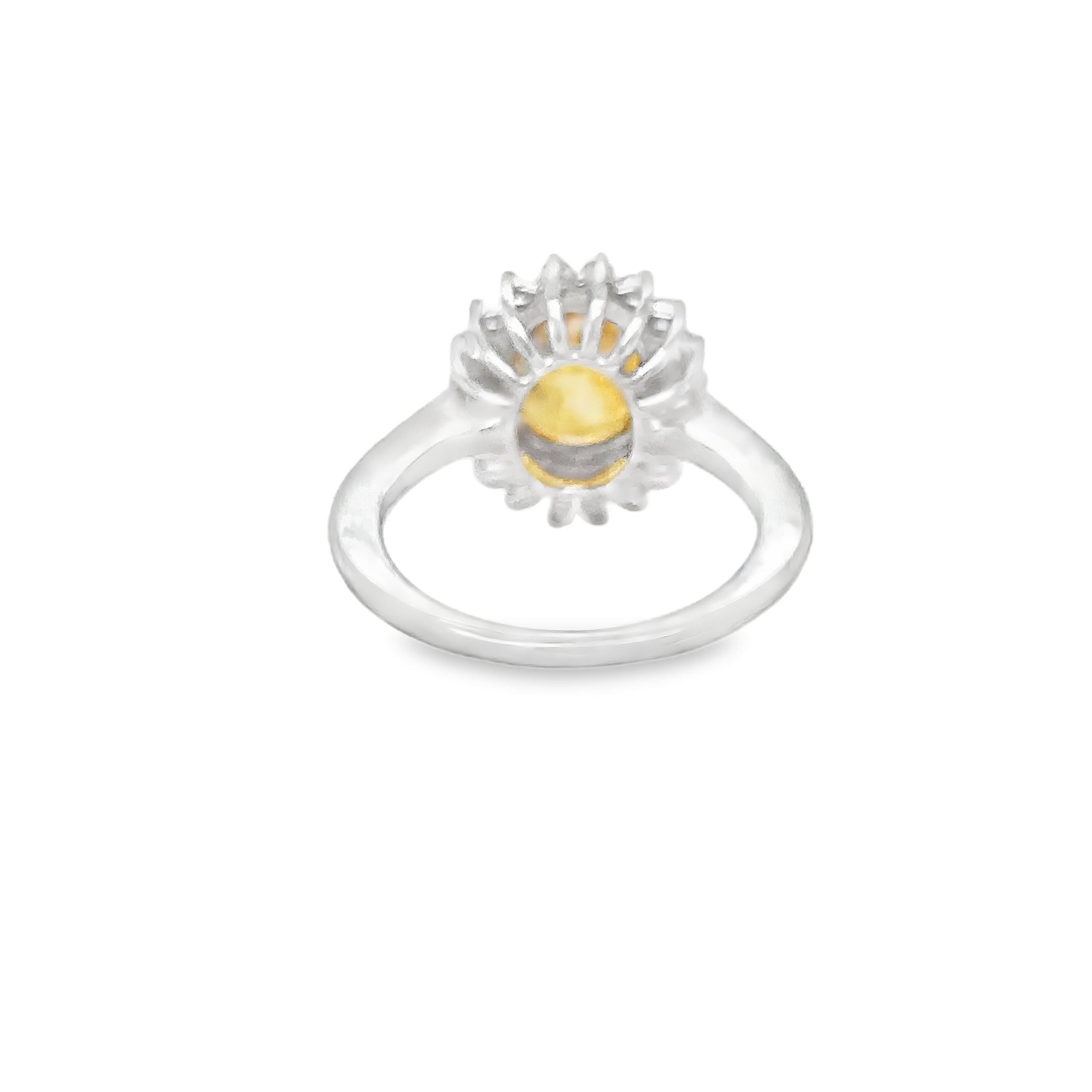 14K White Gold Yellow Sapphire & Diamonds Ring 3.63 TCW