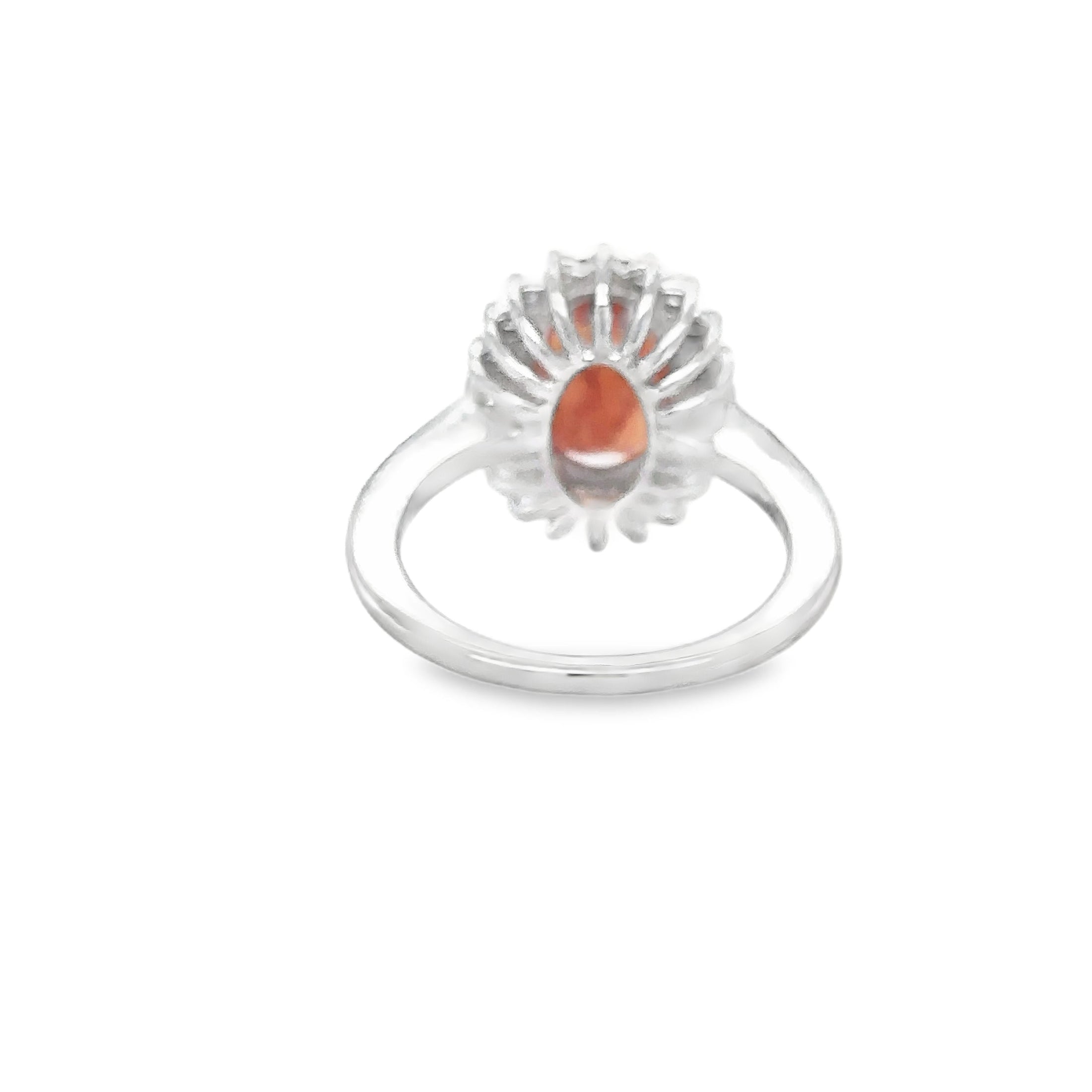 14K White Gold Orange Sapphire & Diamonds Ring 4.37 TCW