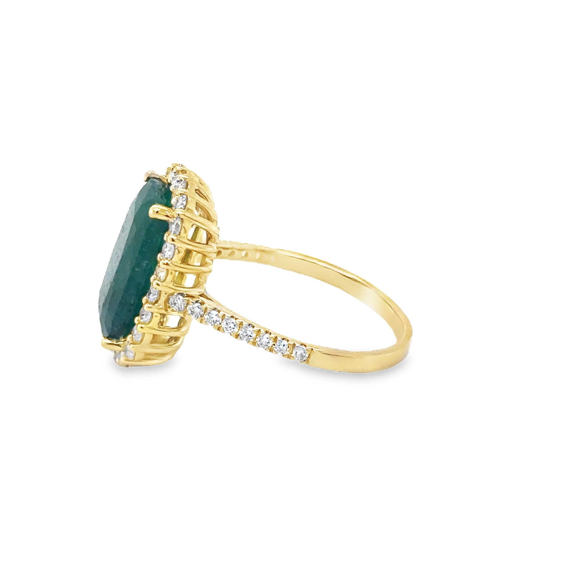 14K Yellow Gold Emerald & Diamonds Ring 5.49 TCW