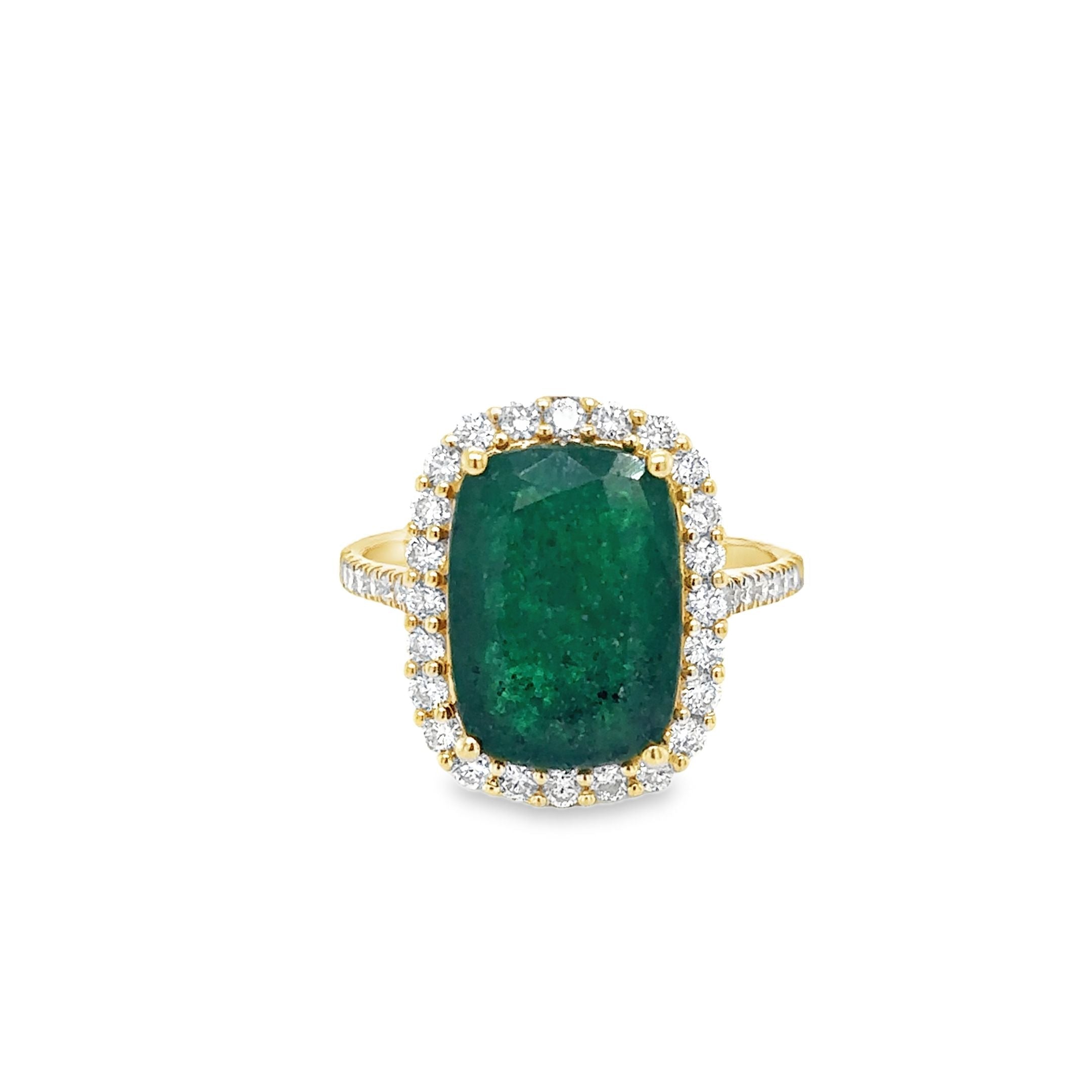 14K Yellow Gold Emerald & Diamonds Ring 5.49 TCW