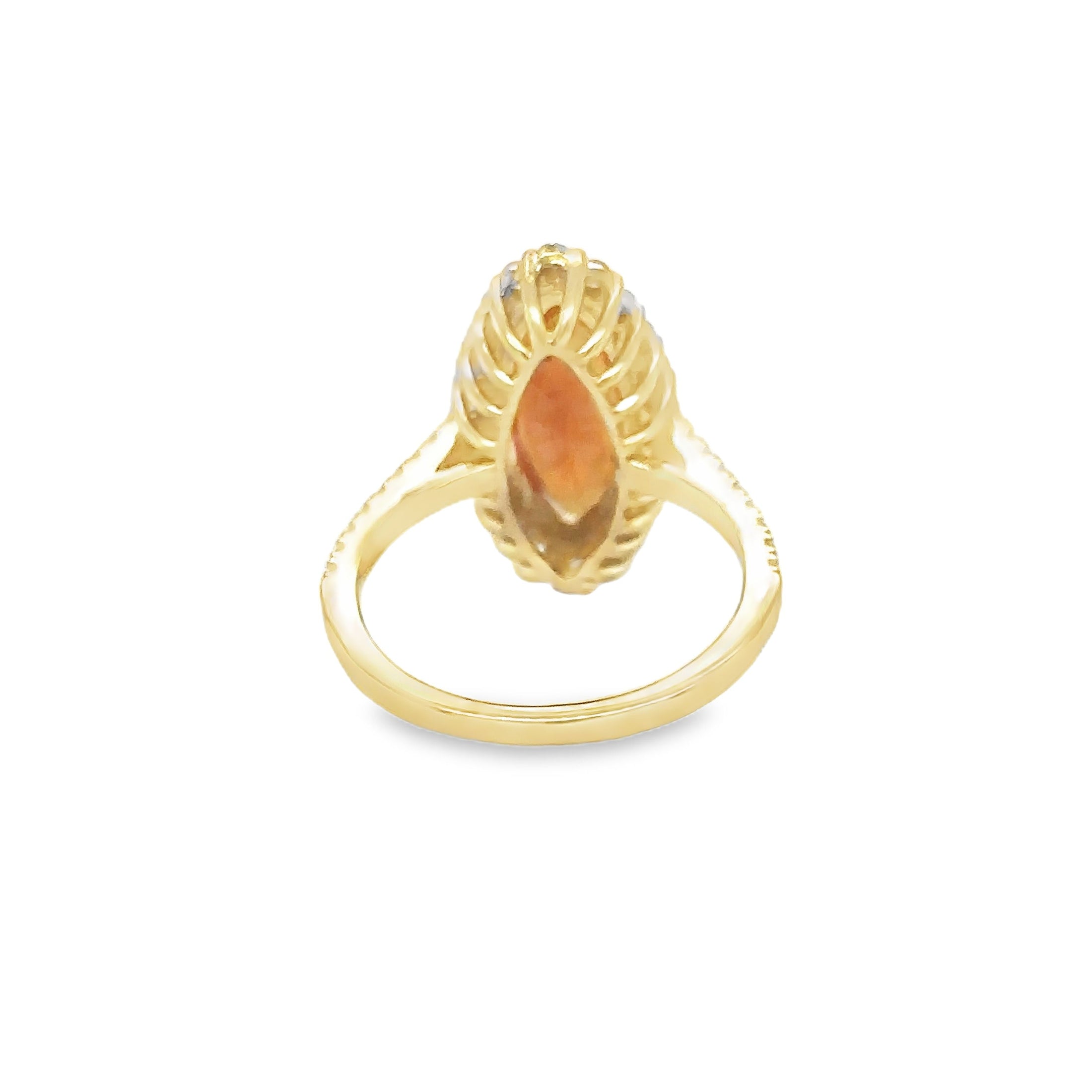 14K Yellow Gold Orange Sapphire & Diamonds Ring 4.23 TCW