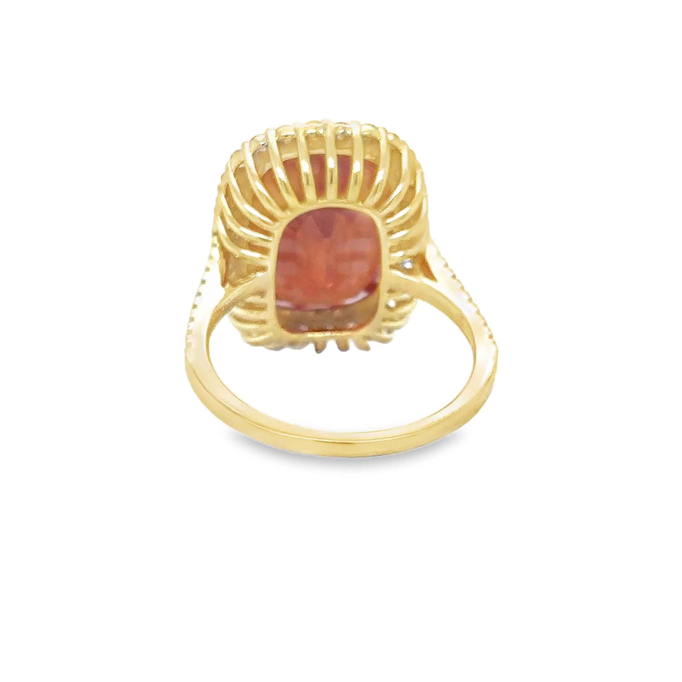 14K Yellow Gold Orange Sapphire & Diamonds Ring 15.79 TCW