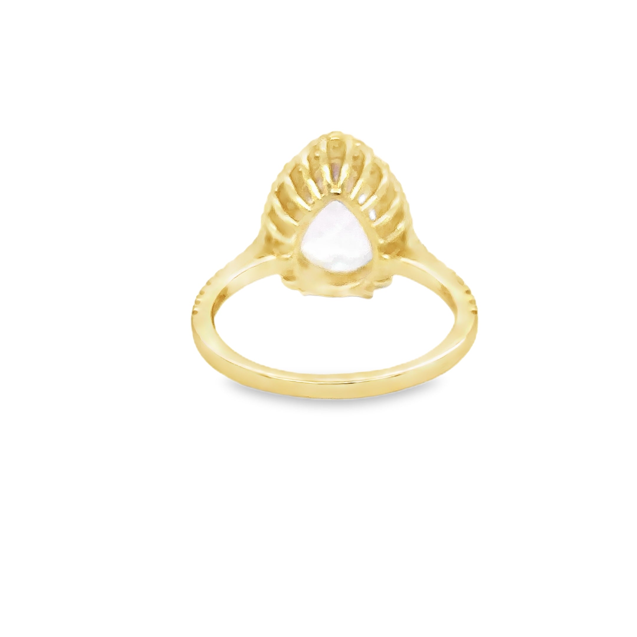 Anillo de oro amarillo de 14 quilates con kunzita y diamantes, 5,72 quilates