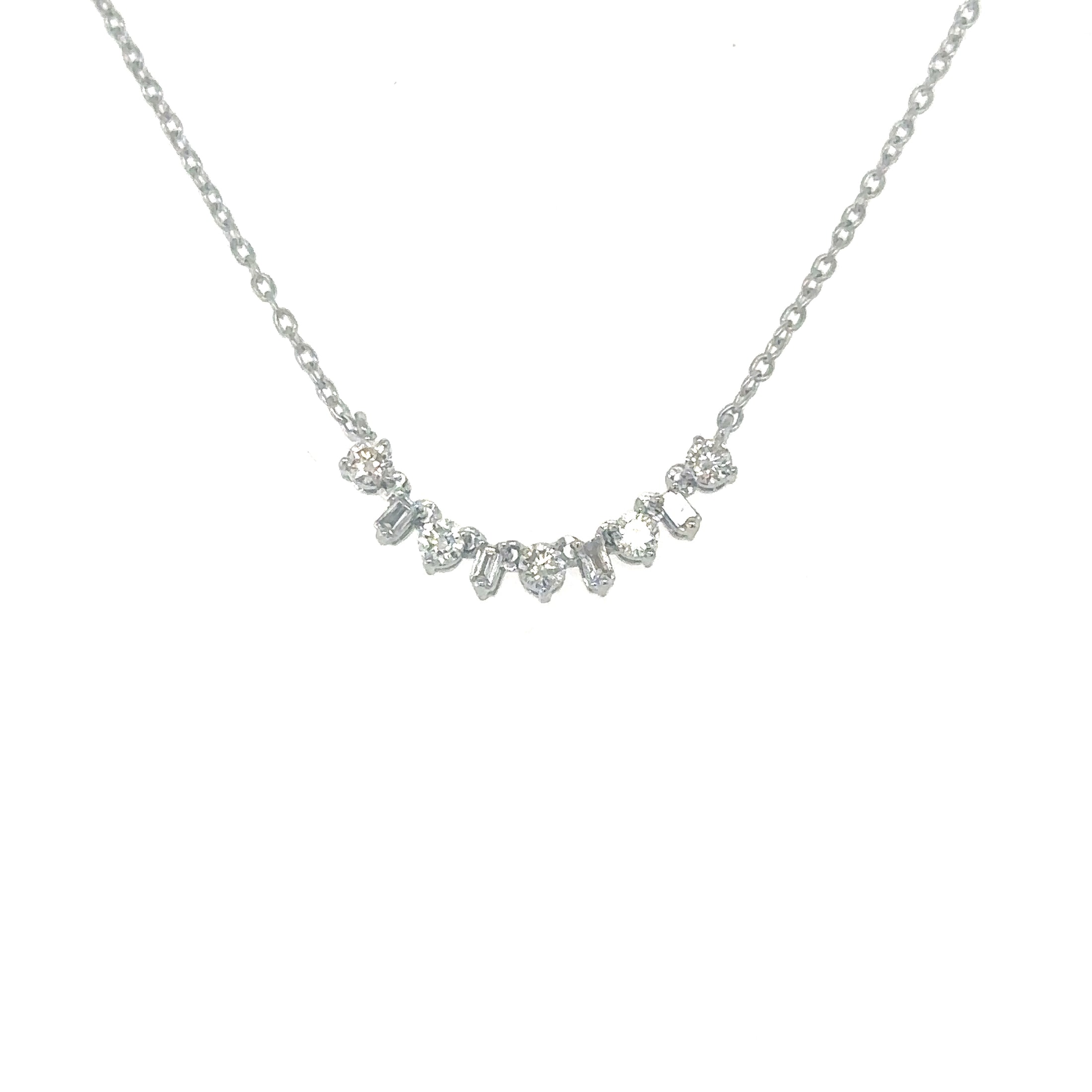 14K White Gold Diamond Necklace 0.17 TCW