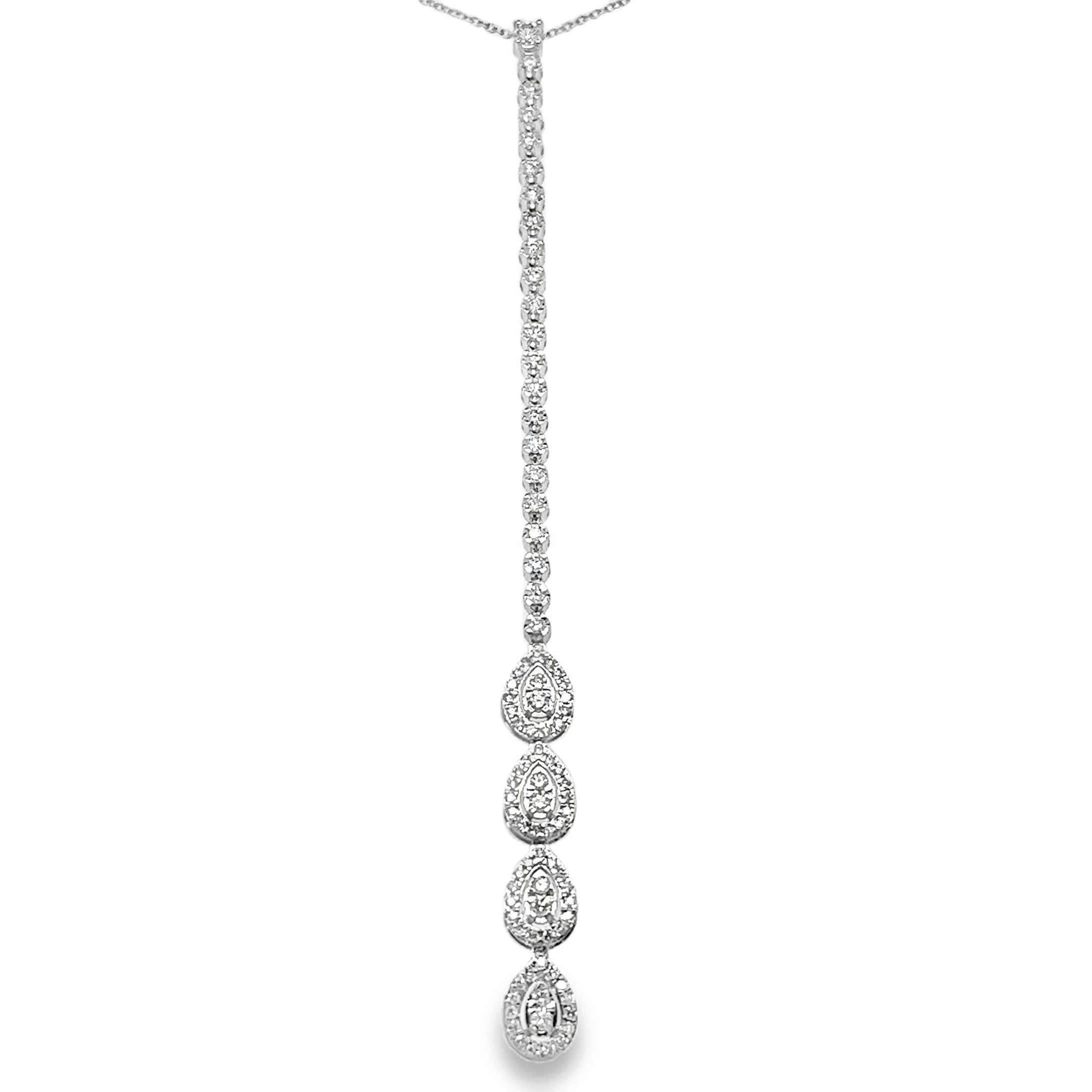 18K White Gold Diamond Necklace  0.96 TCW