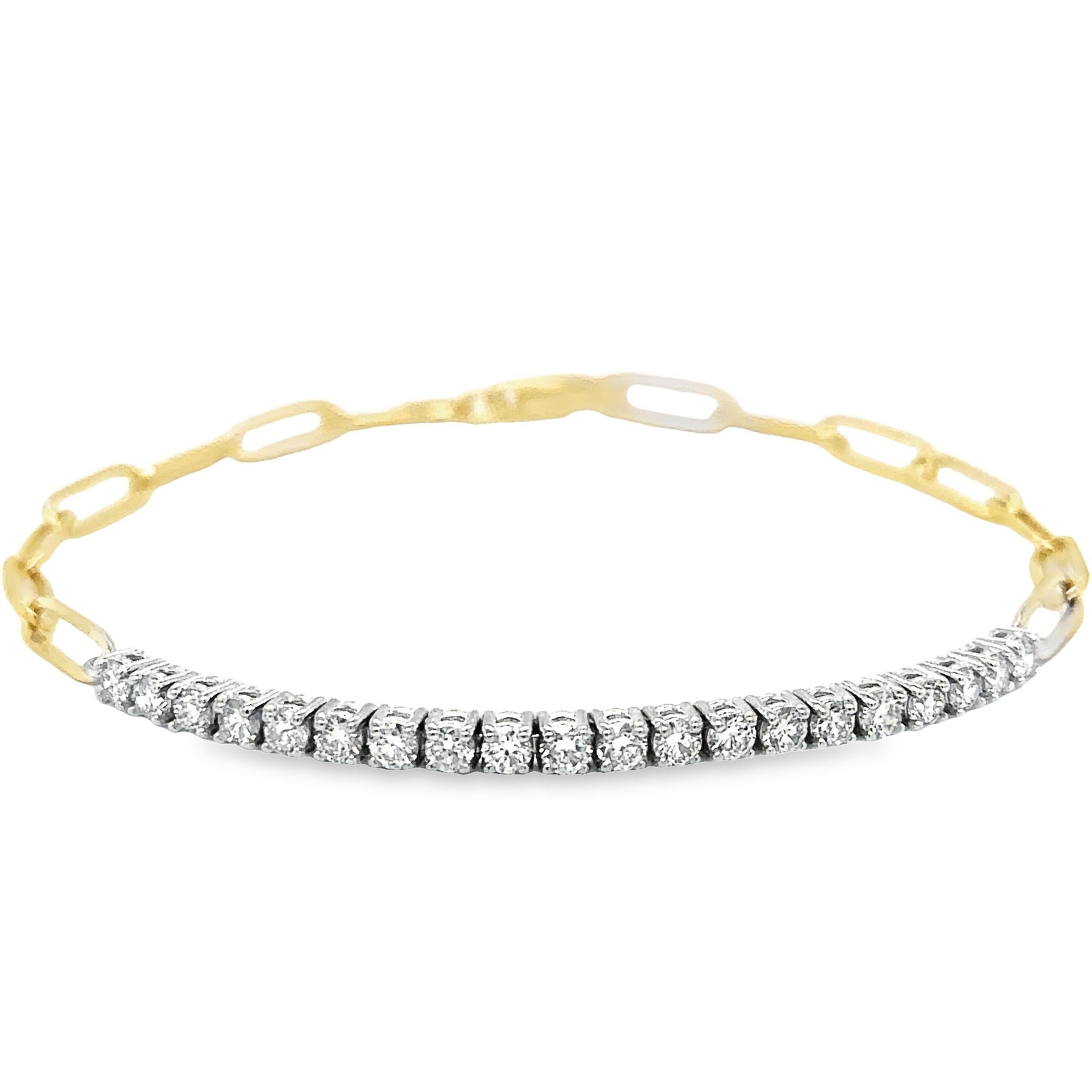 14K Two Tone Diamond Tennis Bracelet With Paperclip  0.76 TCW