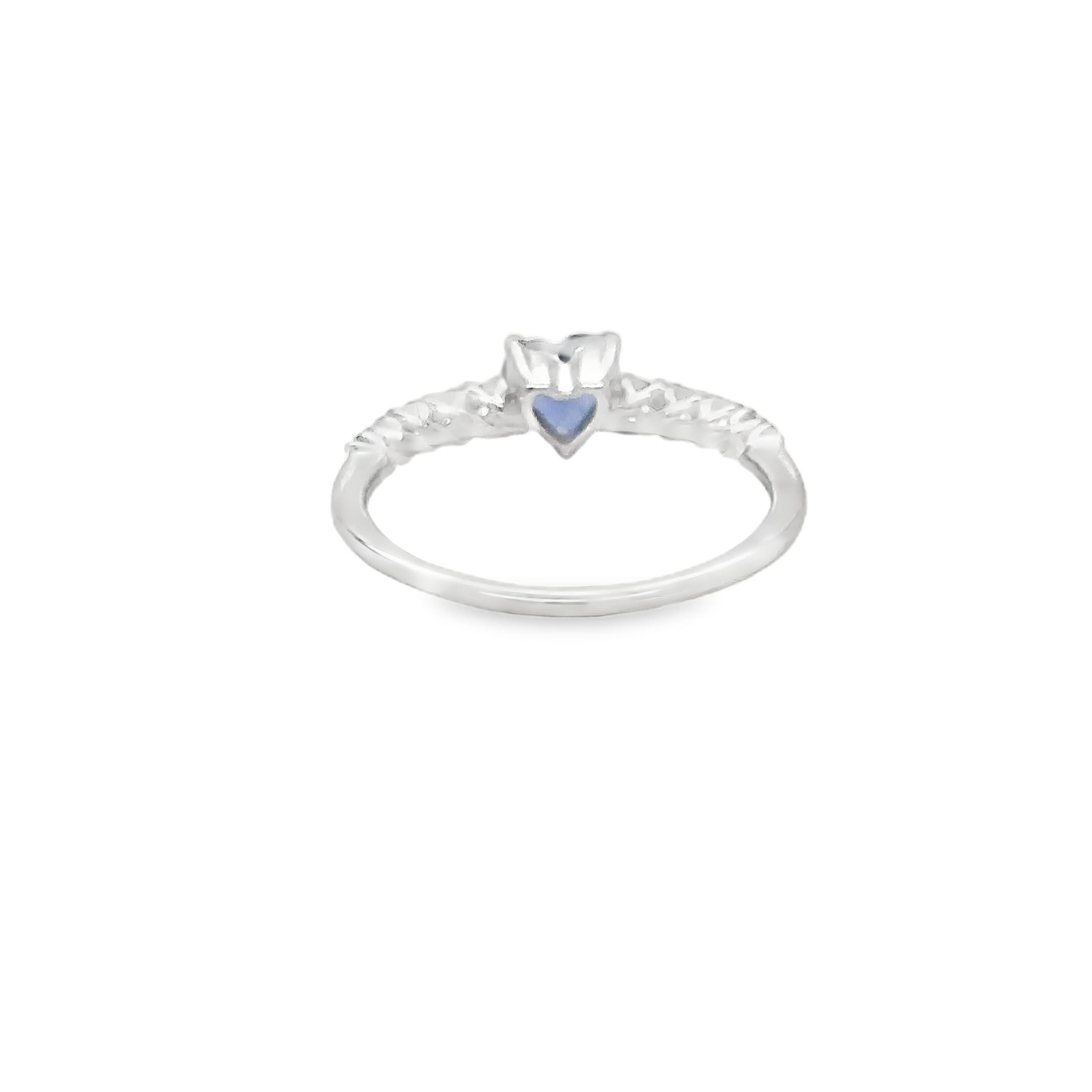 18K White Gold Heart Shaped Blue Sapphire Diamond Ring 1.15 TCW