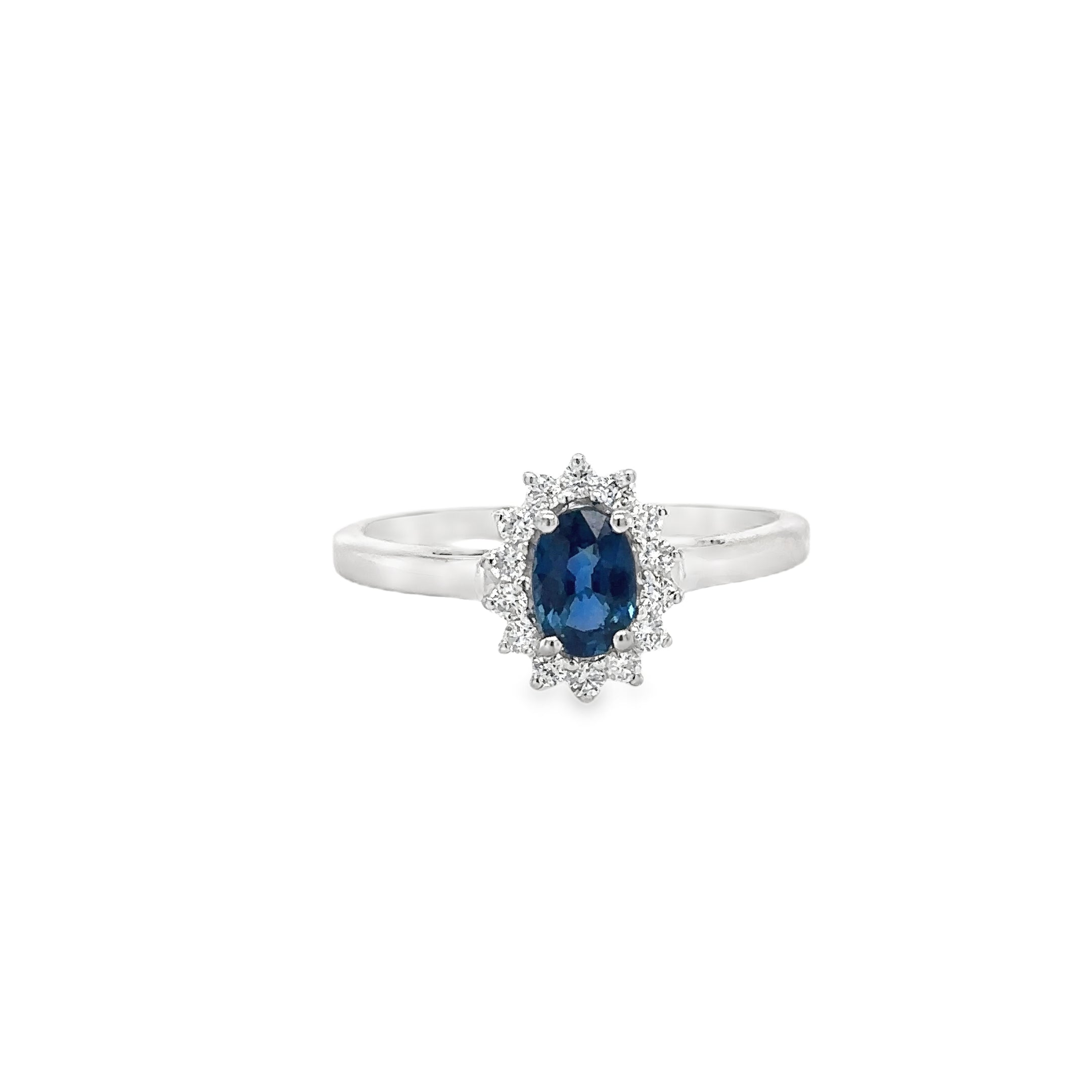 18K White Gold Sapphire & Diamonds Ring 0.95 TCW