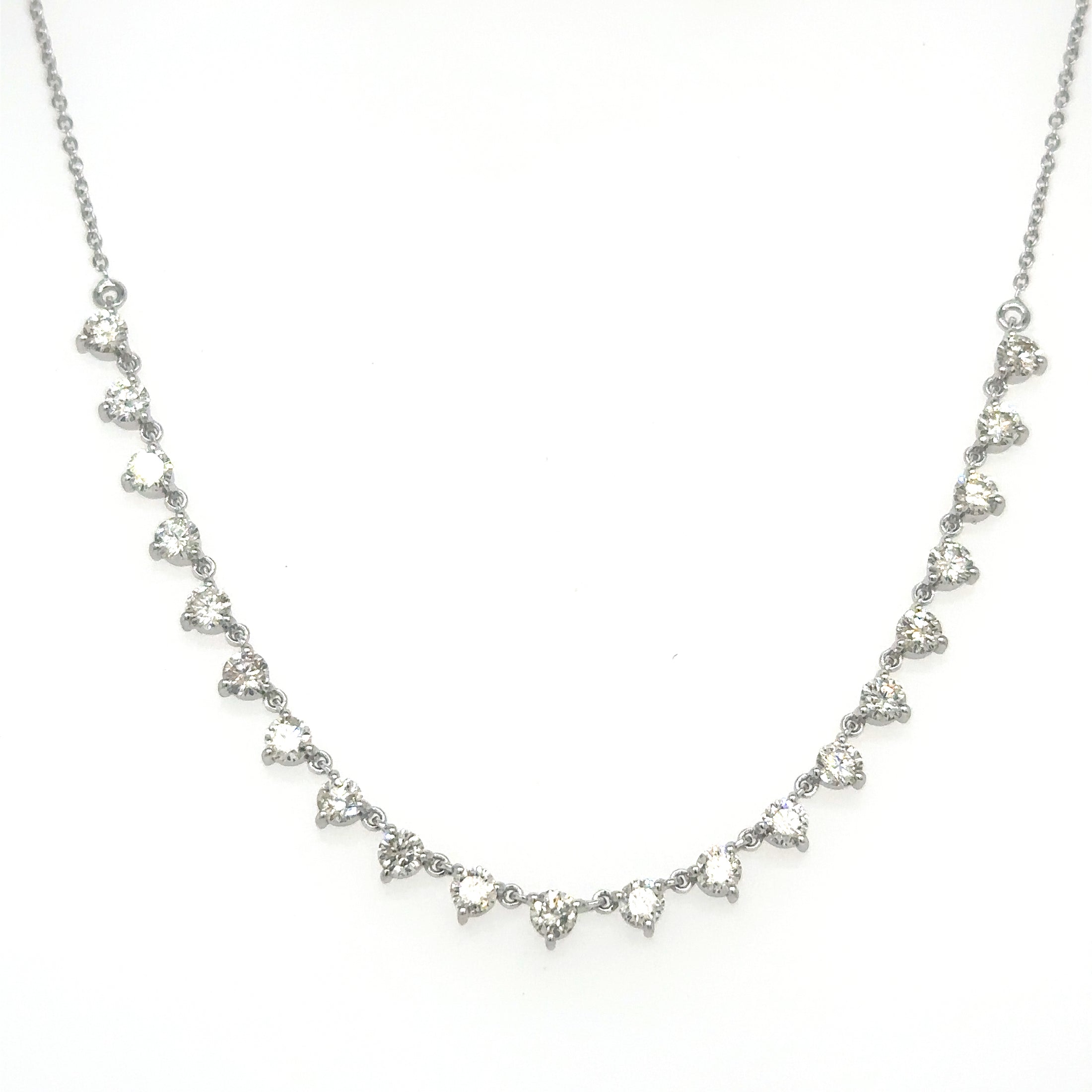 14K White Gold Necklace With Diamonds  2.06 TCW