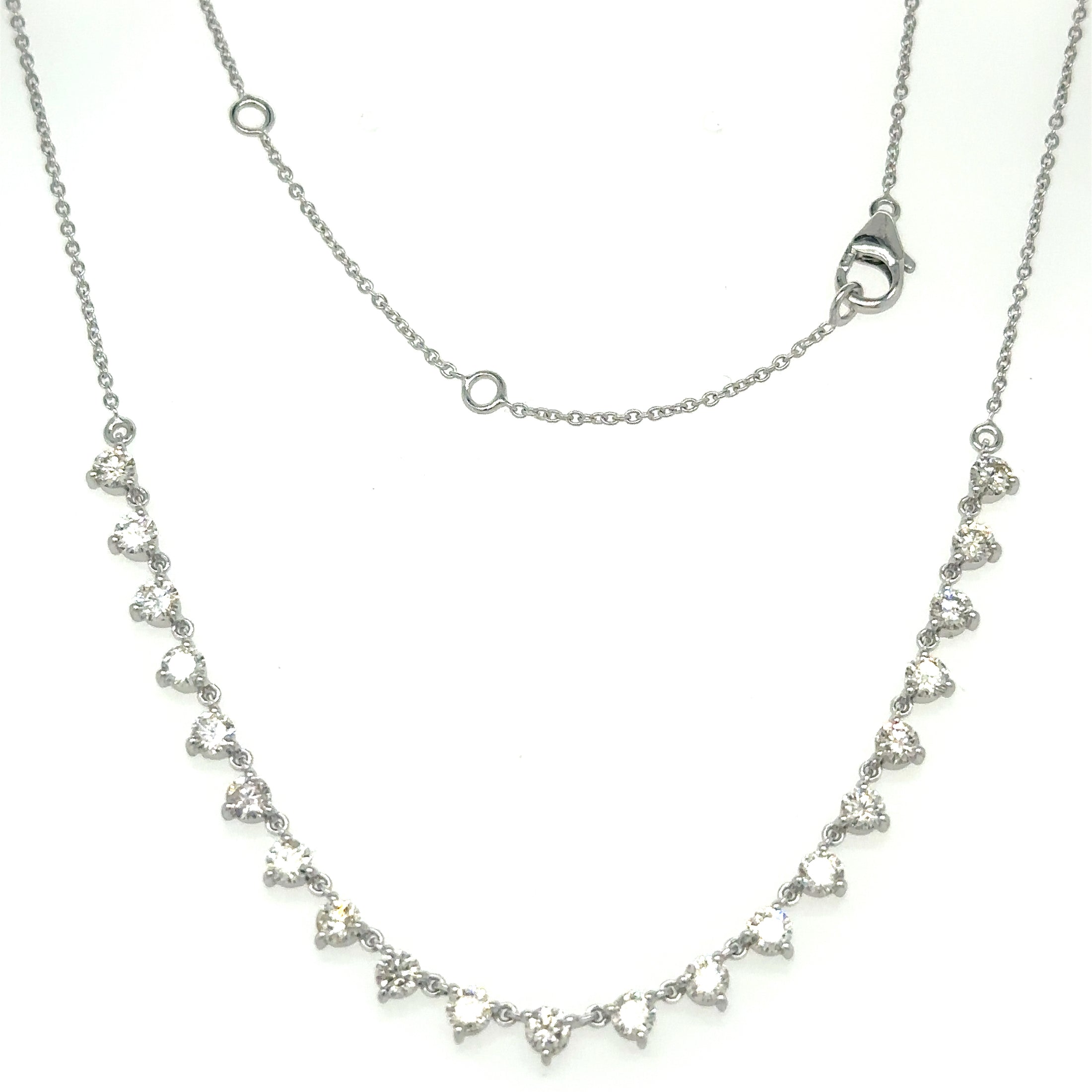 14K White Gold Necklace With Diamonds  2.06 TCW