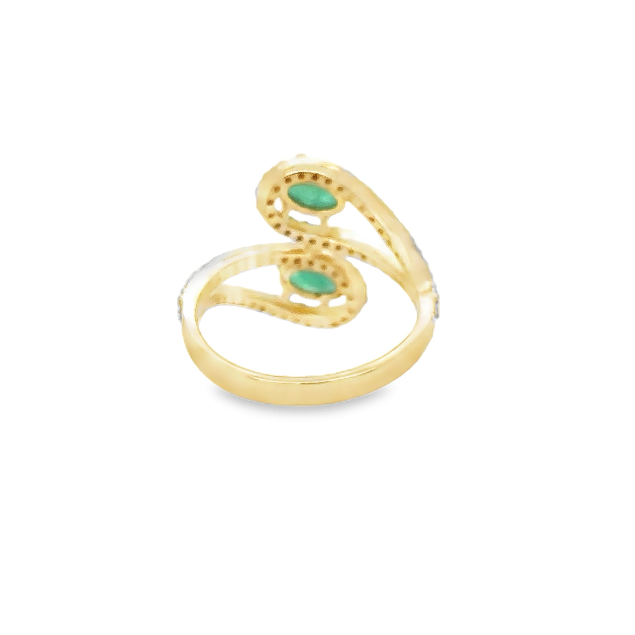 14K Yellow Gold Emerald & Diamonds Ring 1.32 TCW