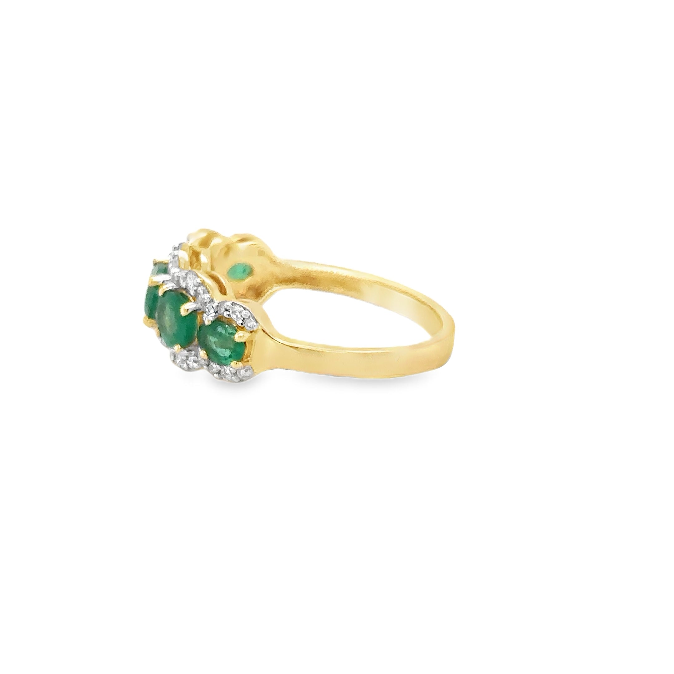 Anillo de oro amarillo de 14 quilates con esmeralda y diamantes, 1,73 quilates